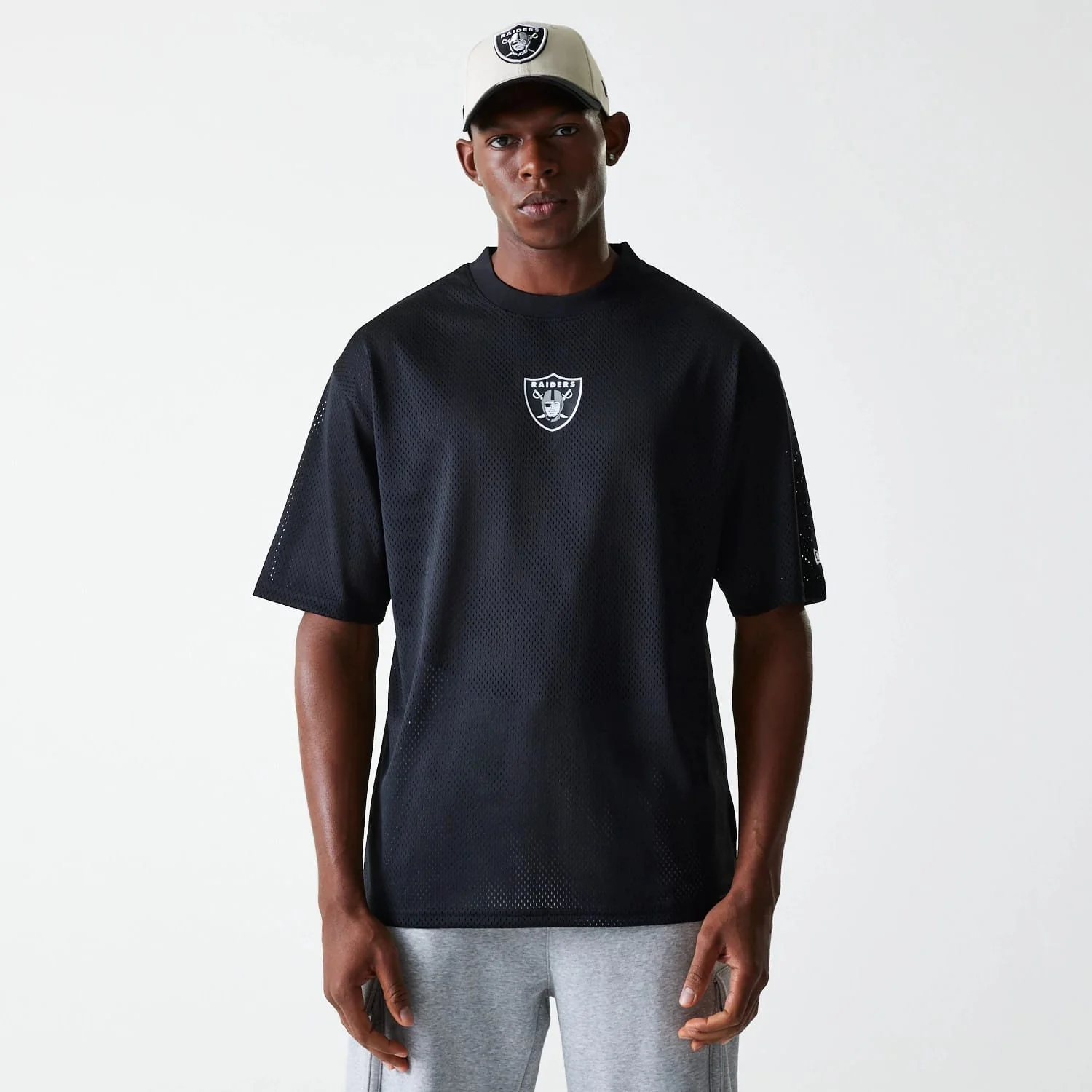 Las Vegas Raiders NFL Essentials Black Oversized Mesh T-Shirt