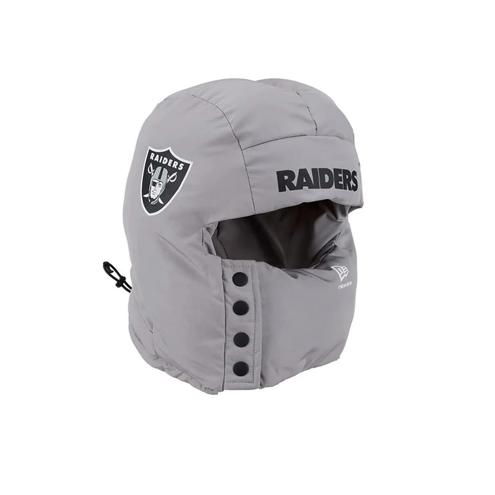 Las Vegas Raiders NFL Puffer Helmet Grey Trapper Hat - Image 3