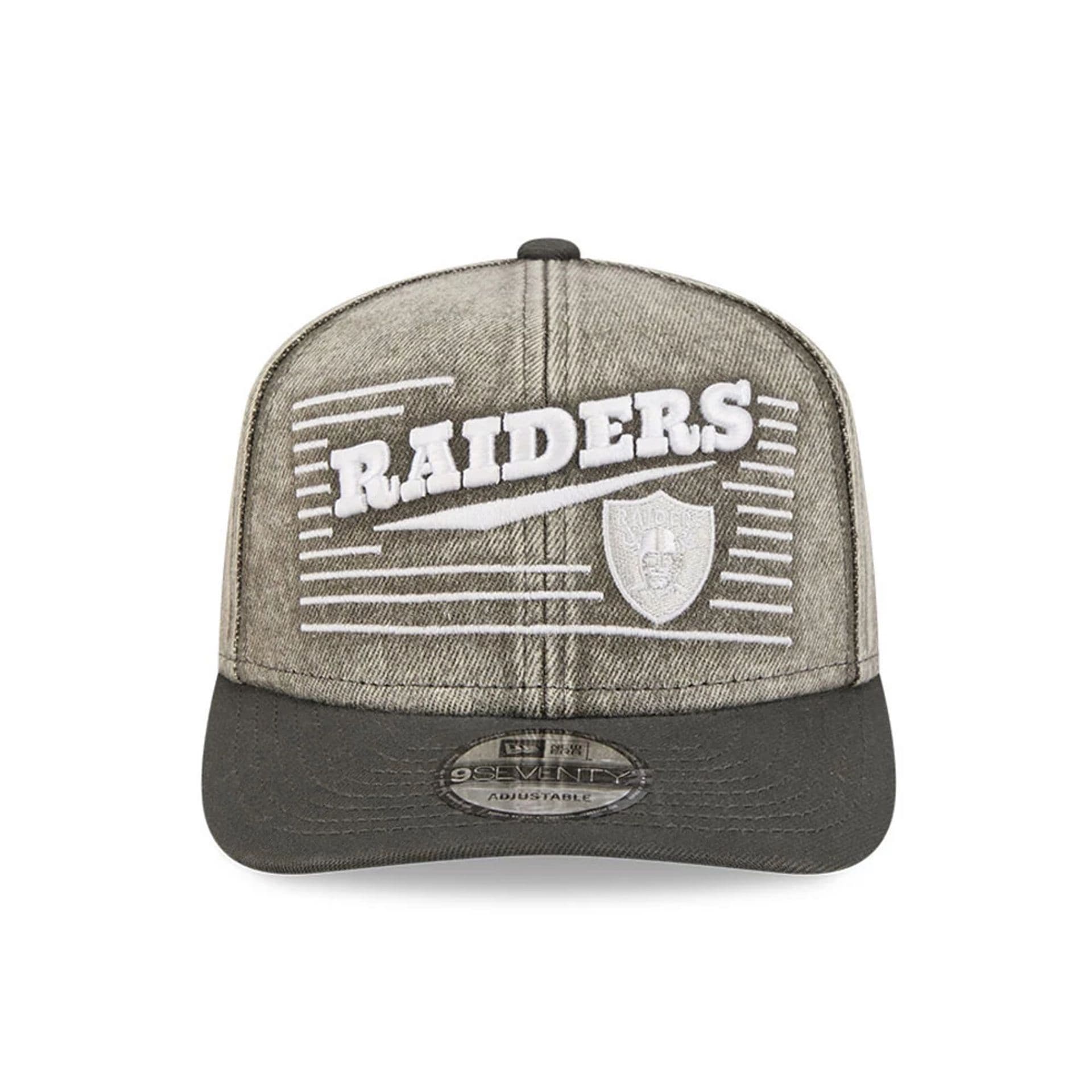 Las Vegas Raiders NFL Washed Denim Dark Grey 9SEVENTY Stretch Snap Cap - Image 2