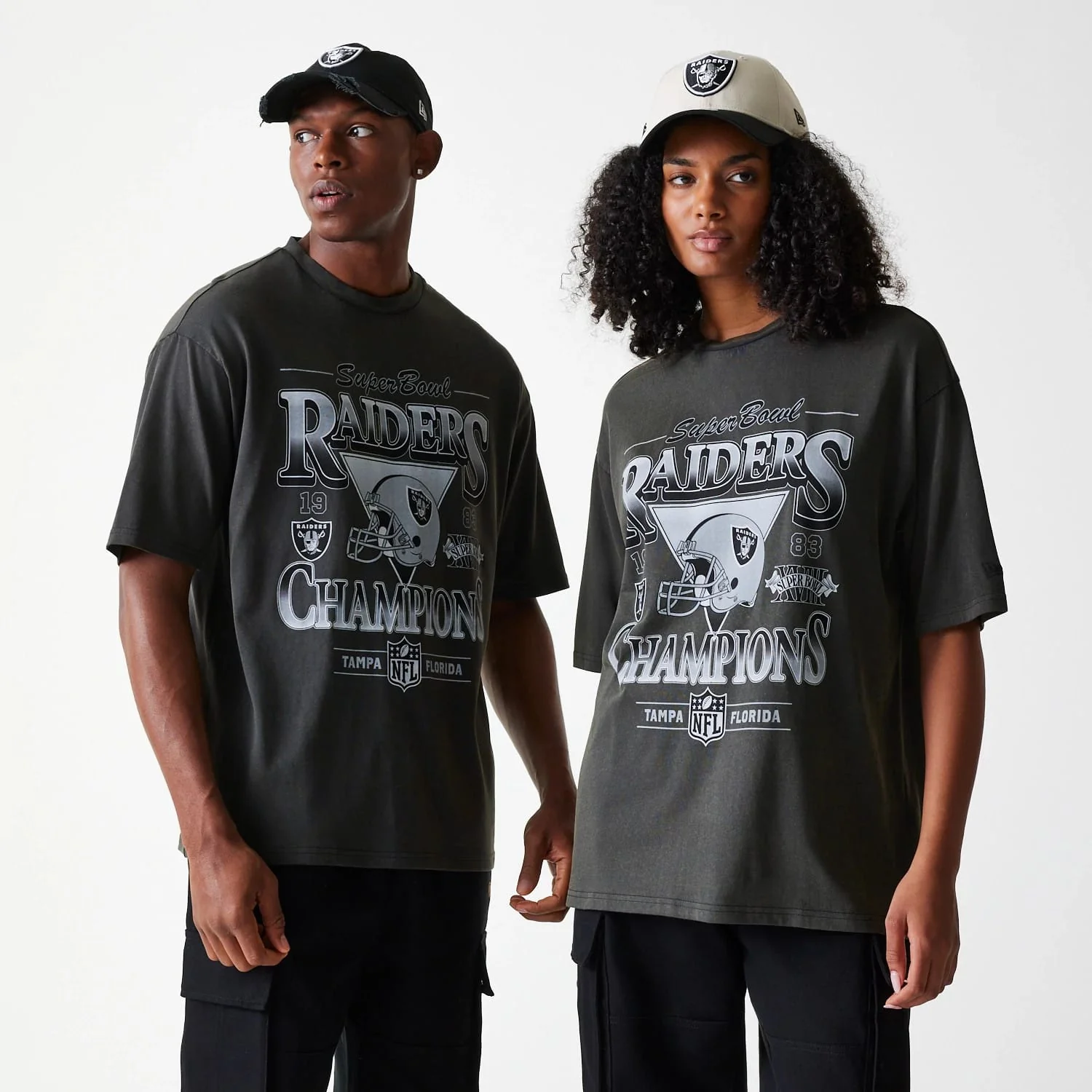 Las Vegas Raiders NFL Washed Super Bowl Grey Oversized T-Shirt