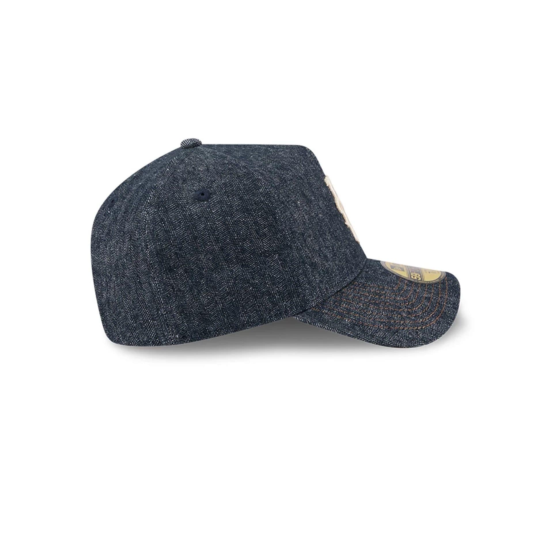 Mets MLB Herringbone Denim Navy 59FORTY A-Frame Fitted Cap - Image 6