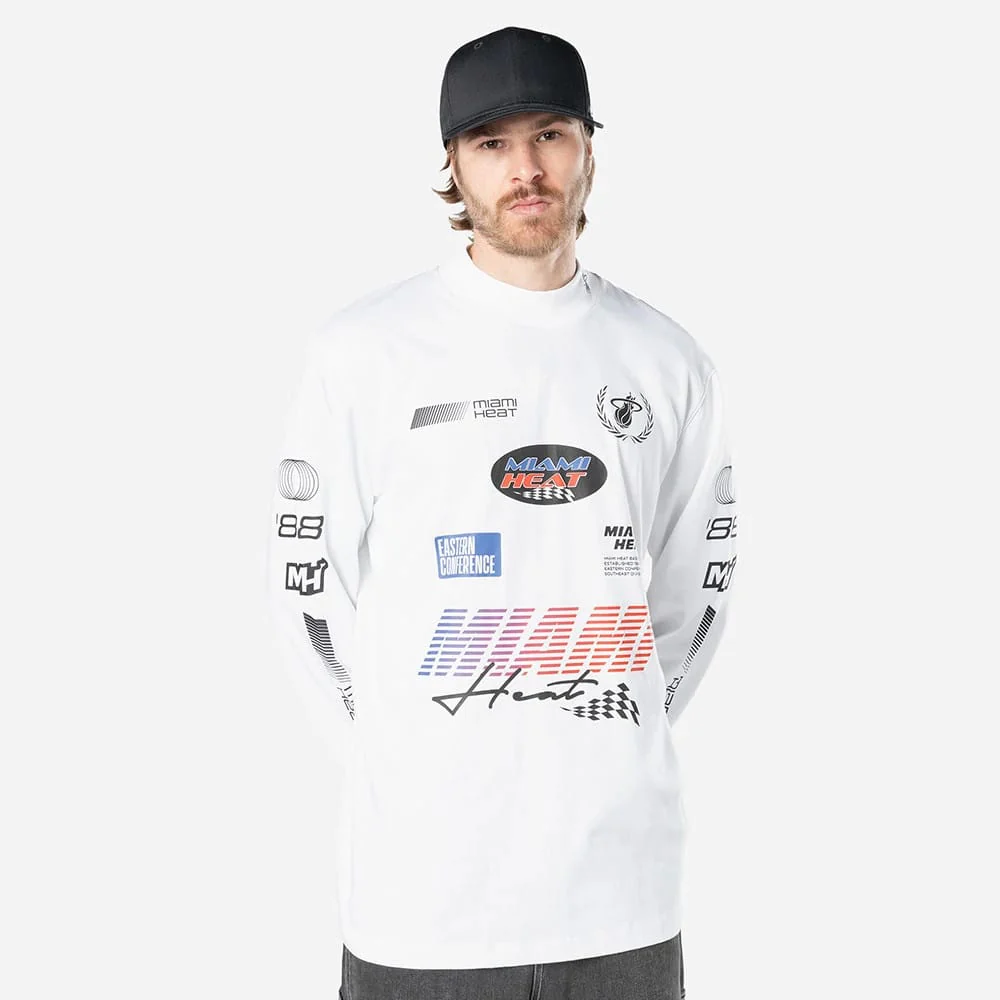 Miami Heat Modern Driver White Long Sleeve T-Shirt