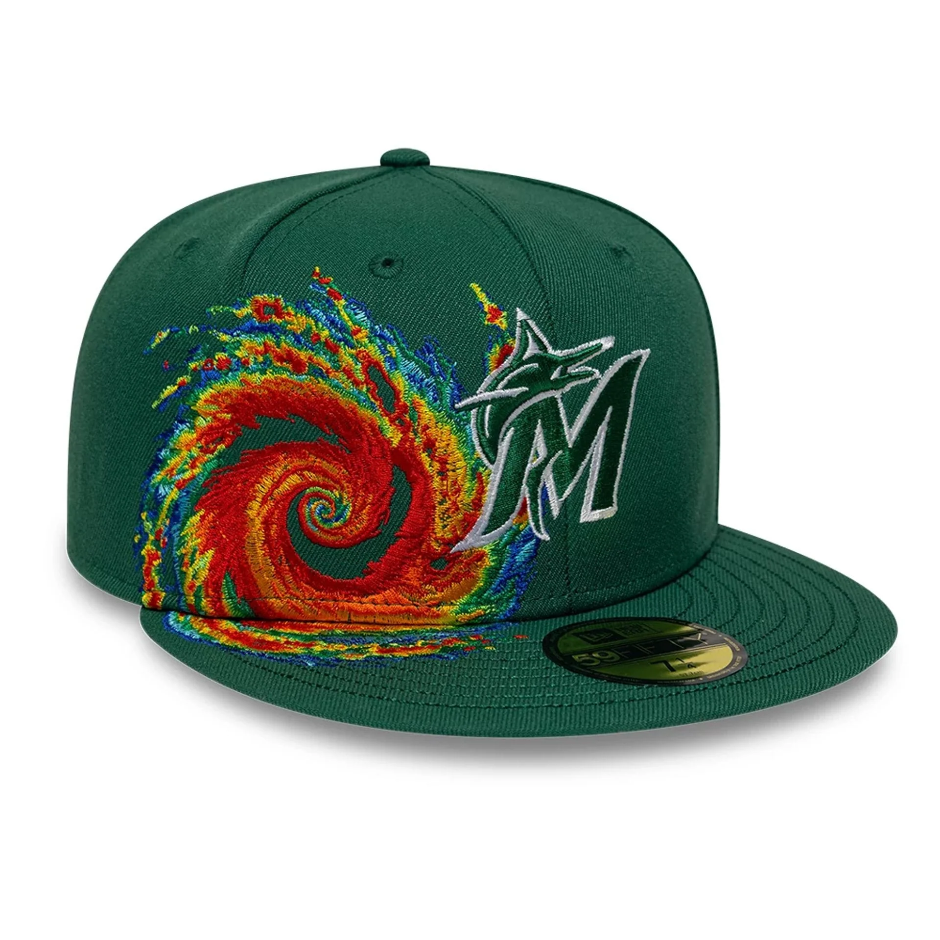 Miami Marlins MLB Storm Pattern Dark Green 59FIFTY Fitted Cap