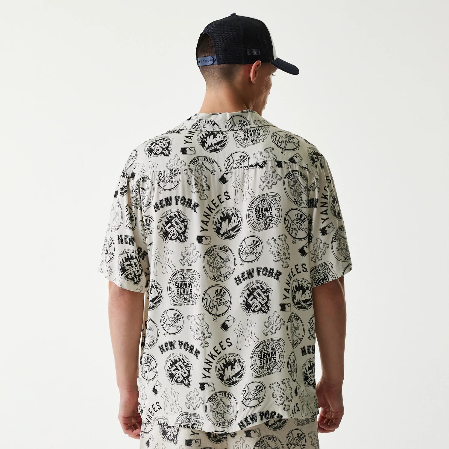 MLB Subway Series All Over Print Open White Short Sleeve Shirt - Image 2