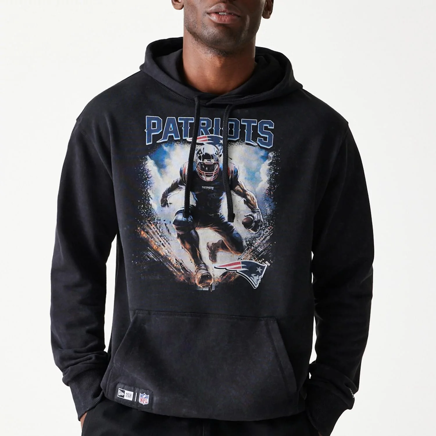New England Patriots NFL Games Premium Apparel Black Oversized Pullover Hoodie - Image 2