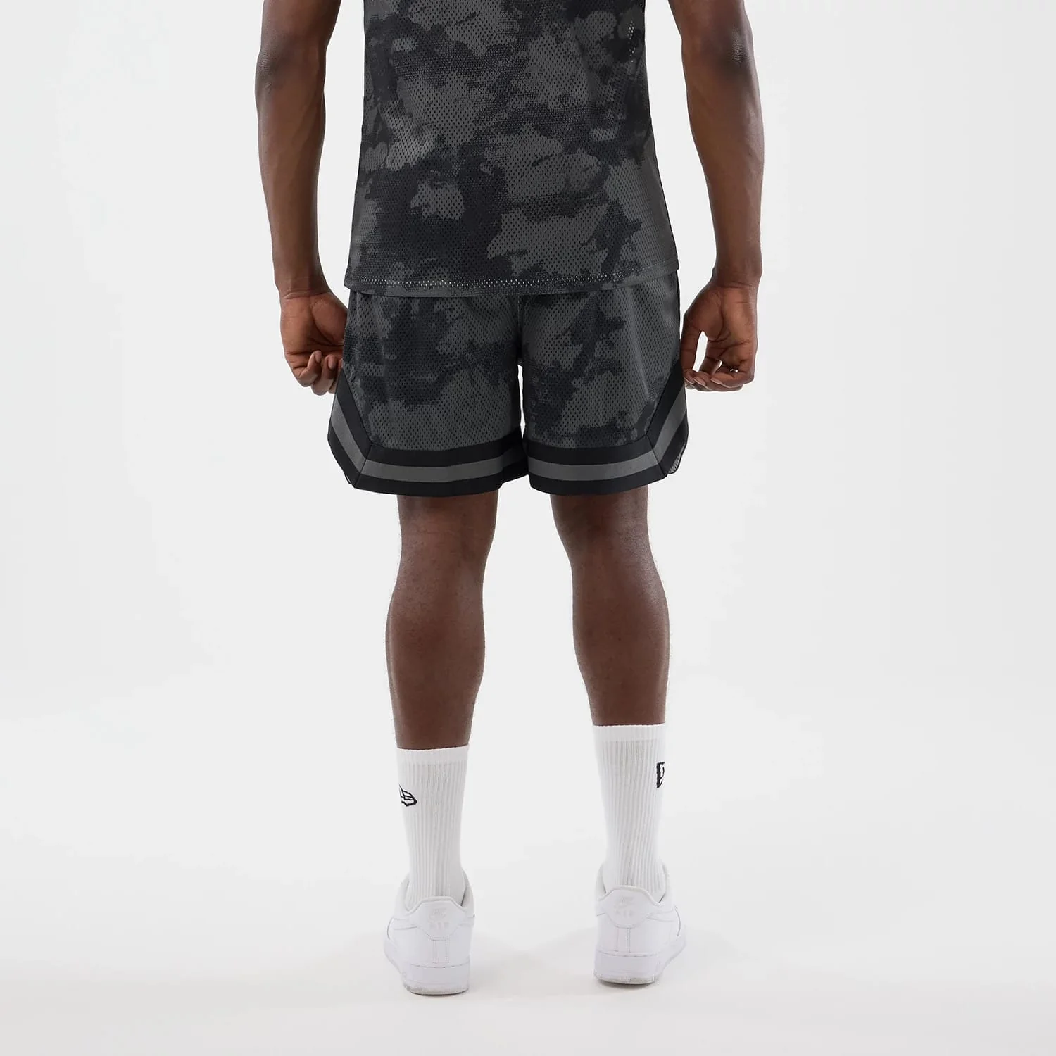 New Era All Over Print Mesh Black Camo Shorts - Image 2