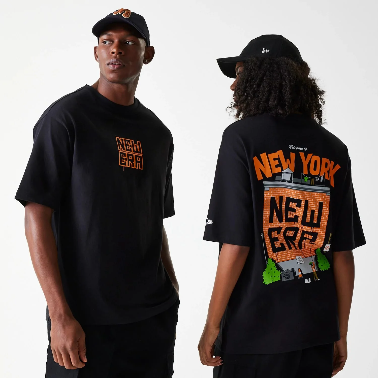 New Era Graffiti Graphic Black Oversized T-Shirt