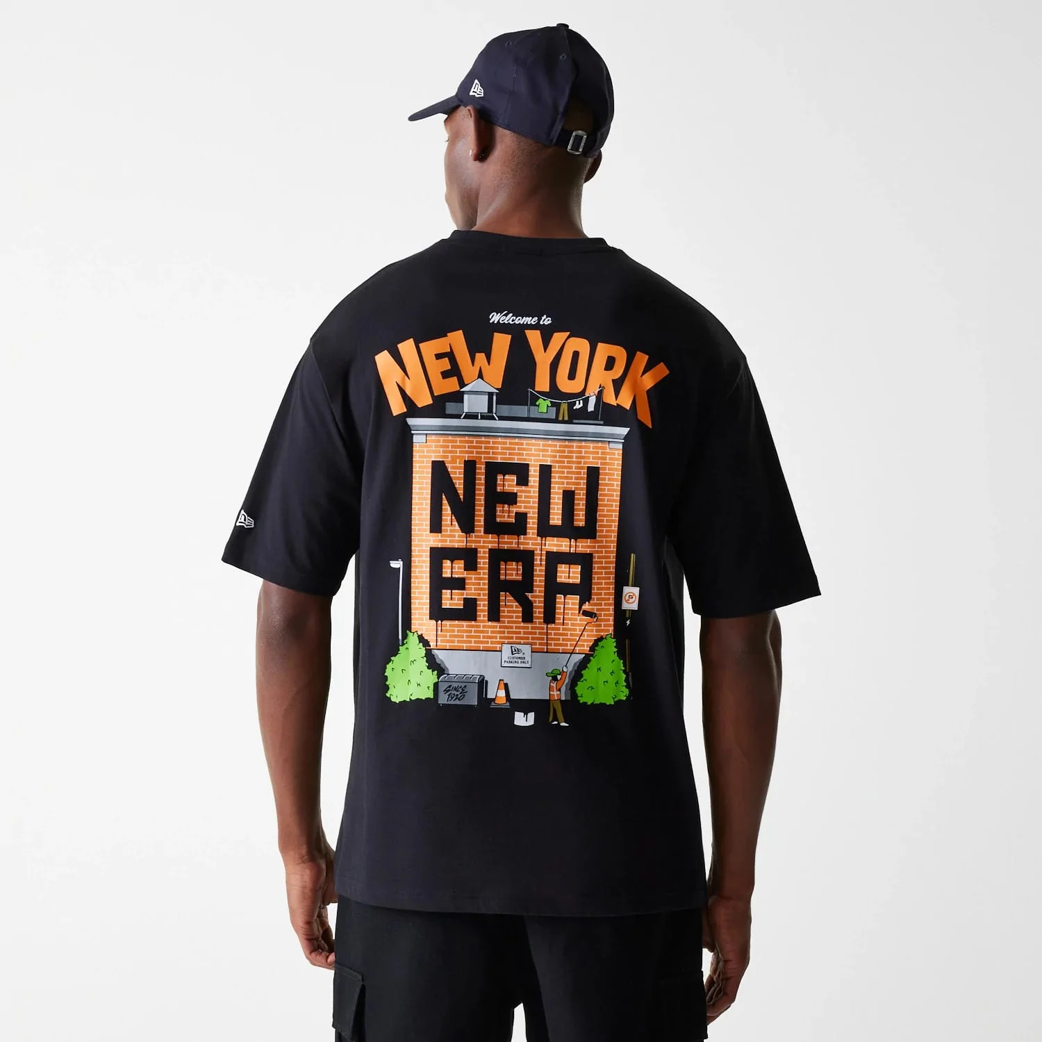 New Era Graffiti Graphic Black Oversized T-Shirt - Image 2