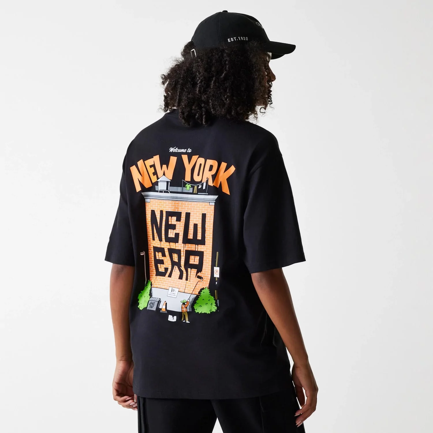 New Era Graffiti Graphic Black Oversized T-Shirt - Image 4