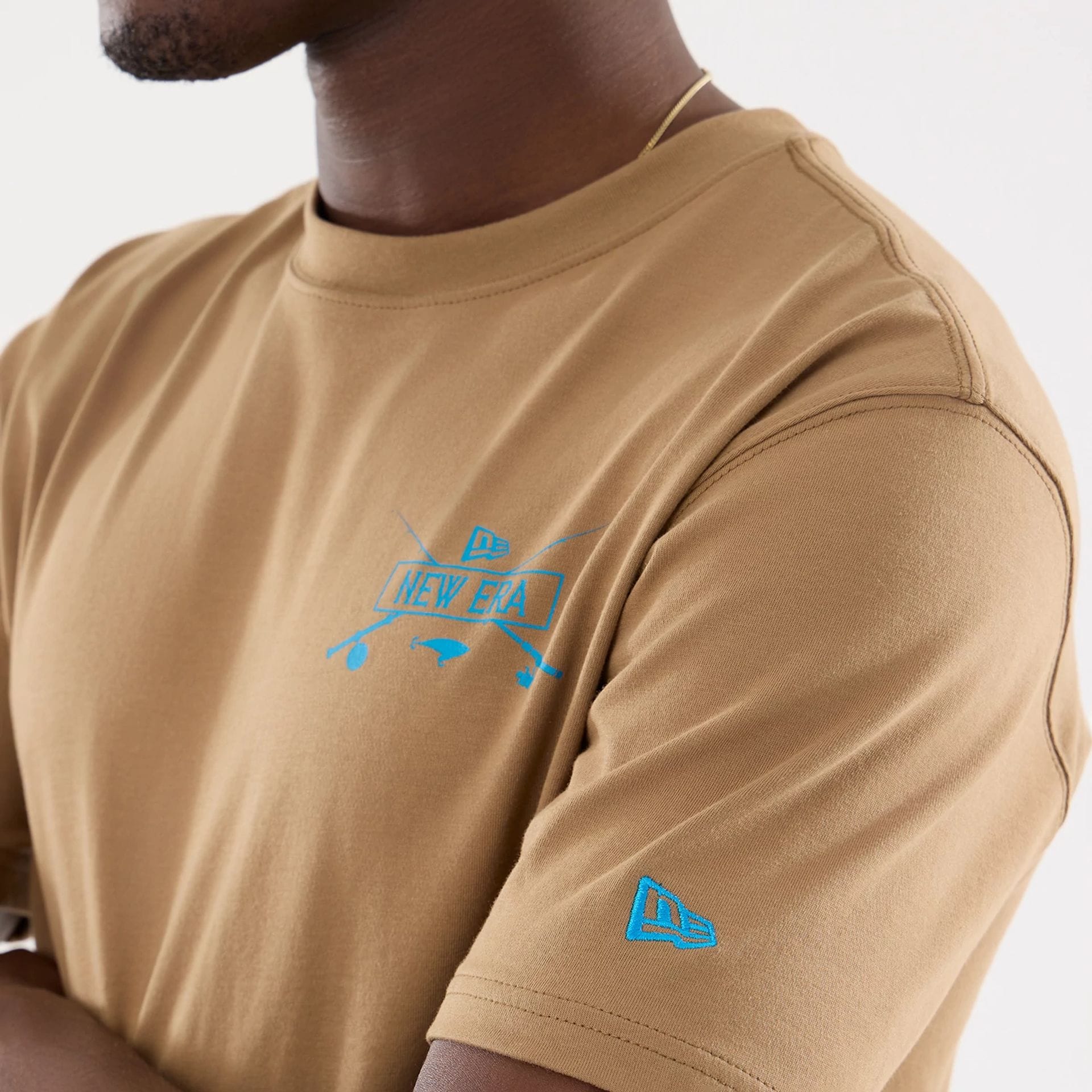 New Era Graphic Outdoor Fishing Beige T-Shirt - Image 3