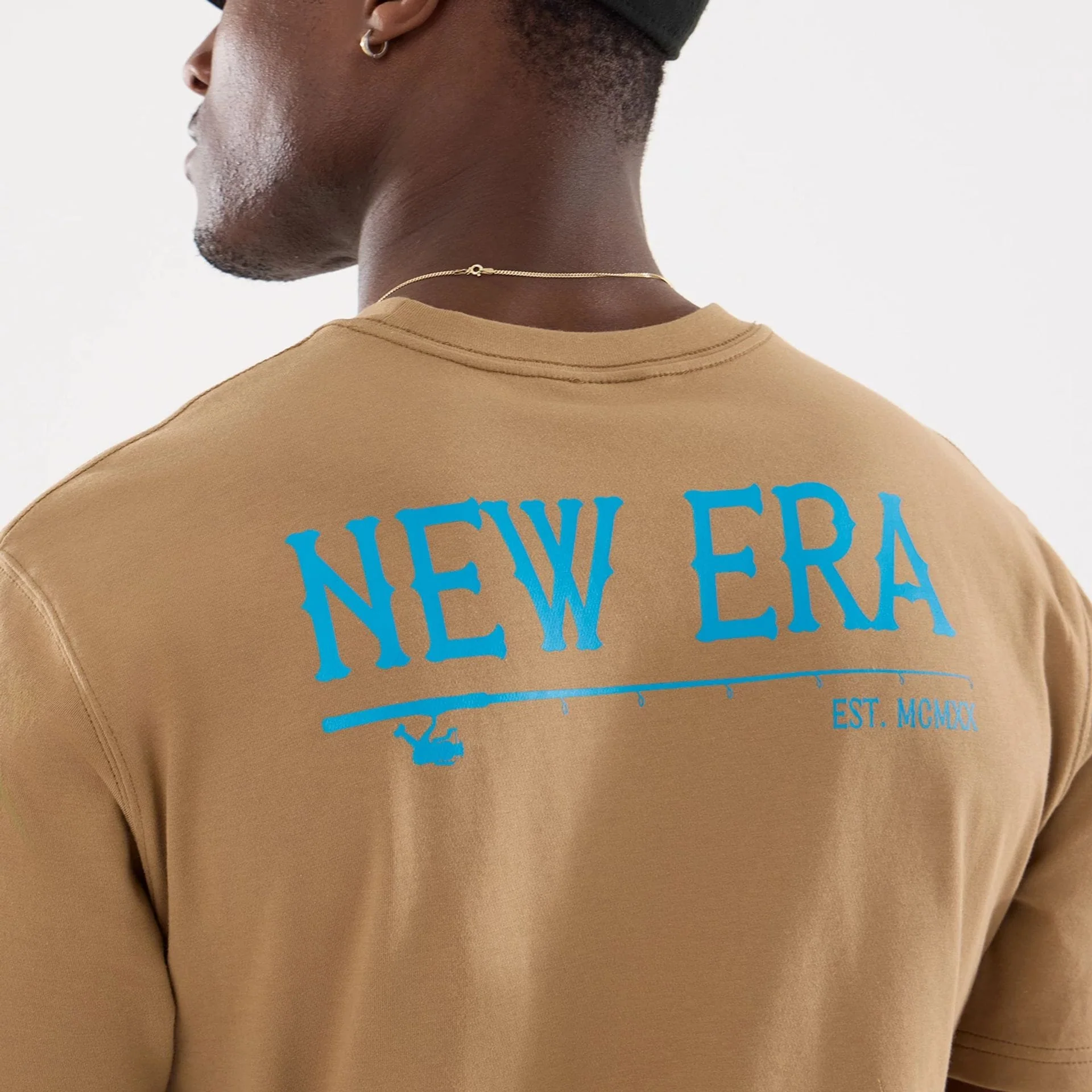 New Era Graphic Outdoor Fishing Beige T-Shirt - Image 4