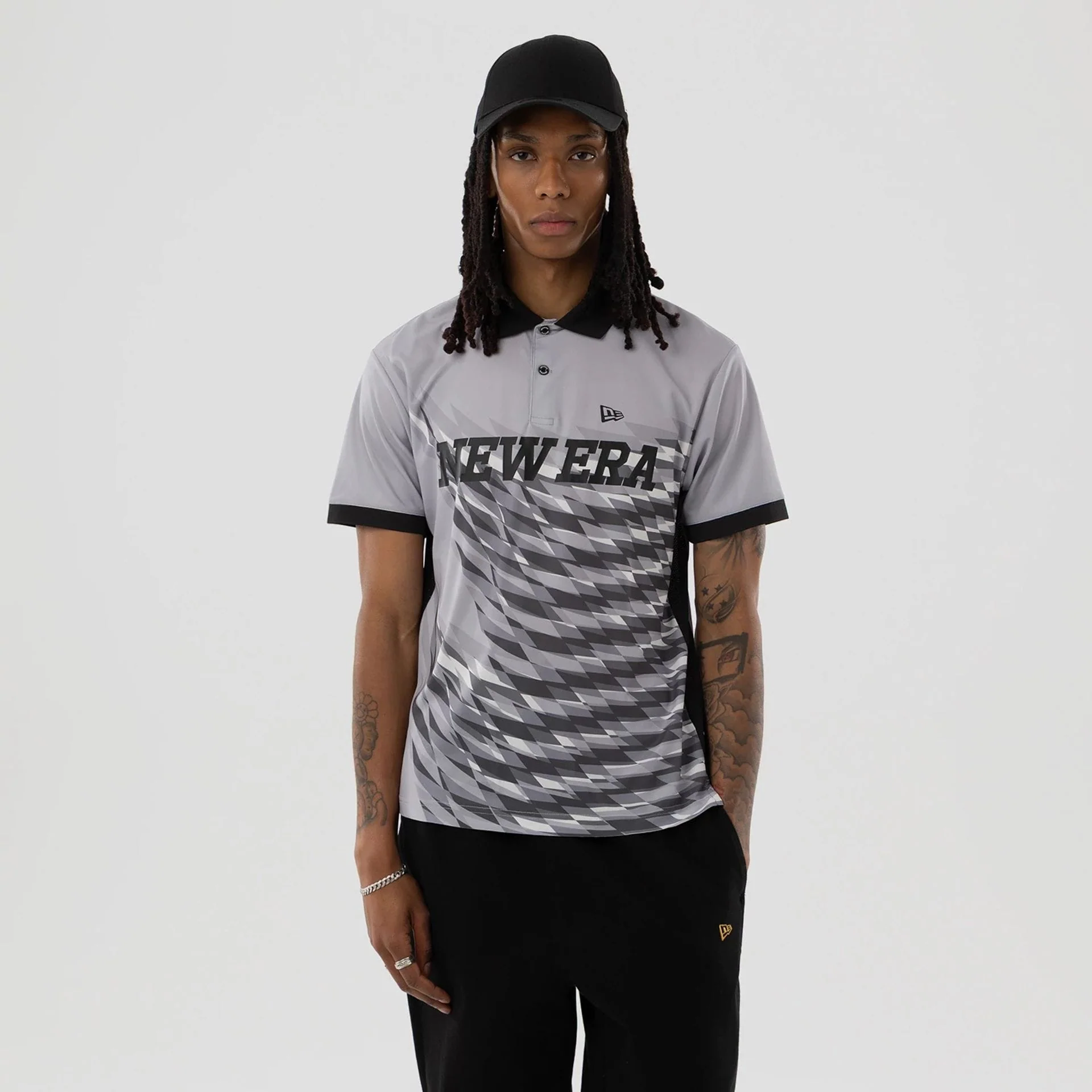 New Era Grid Grey Polo T-Shirt
