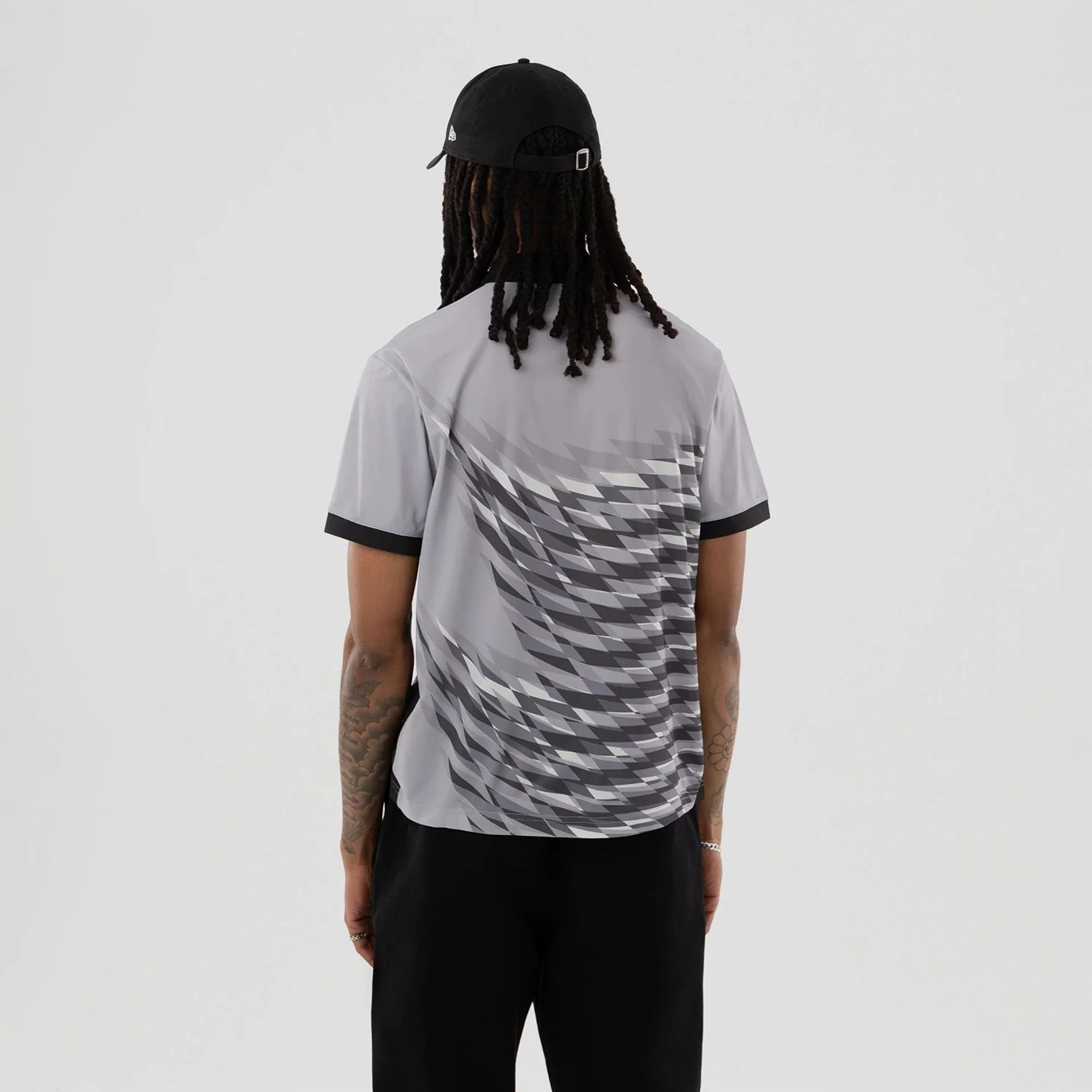 New Era Grid Grey Polo T-Shirt - Image 2
