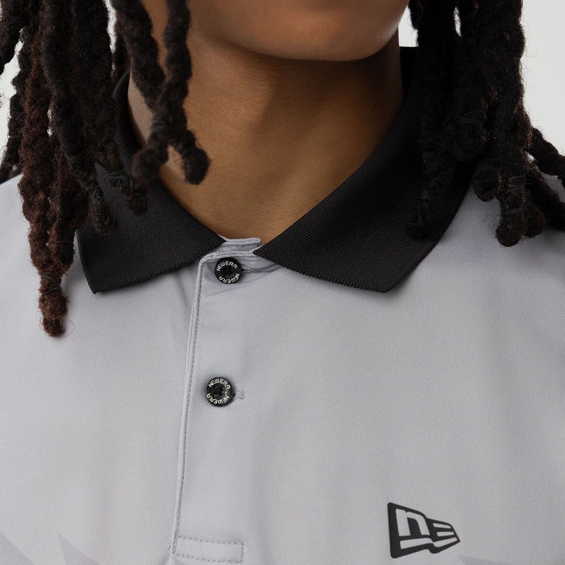 New Era Grid Grey Polo T-Shirt - Image 6