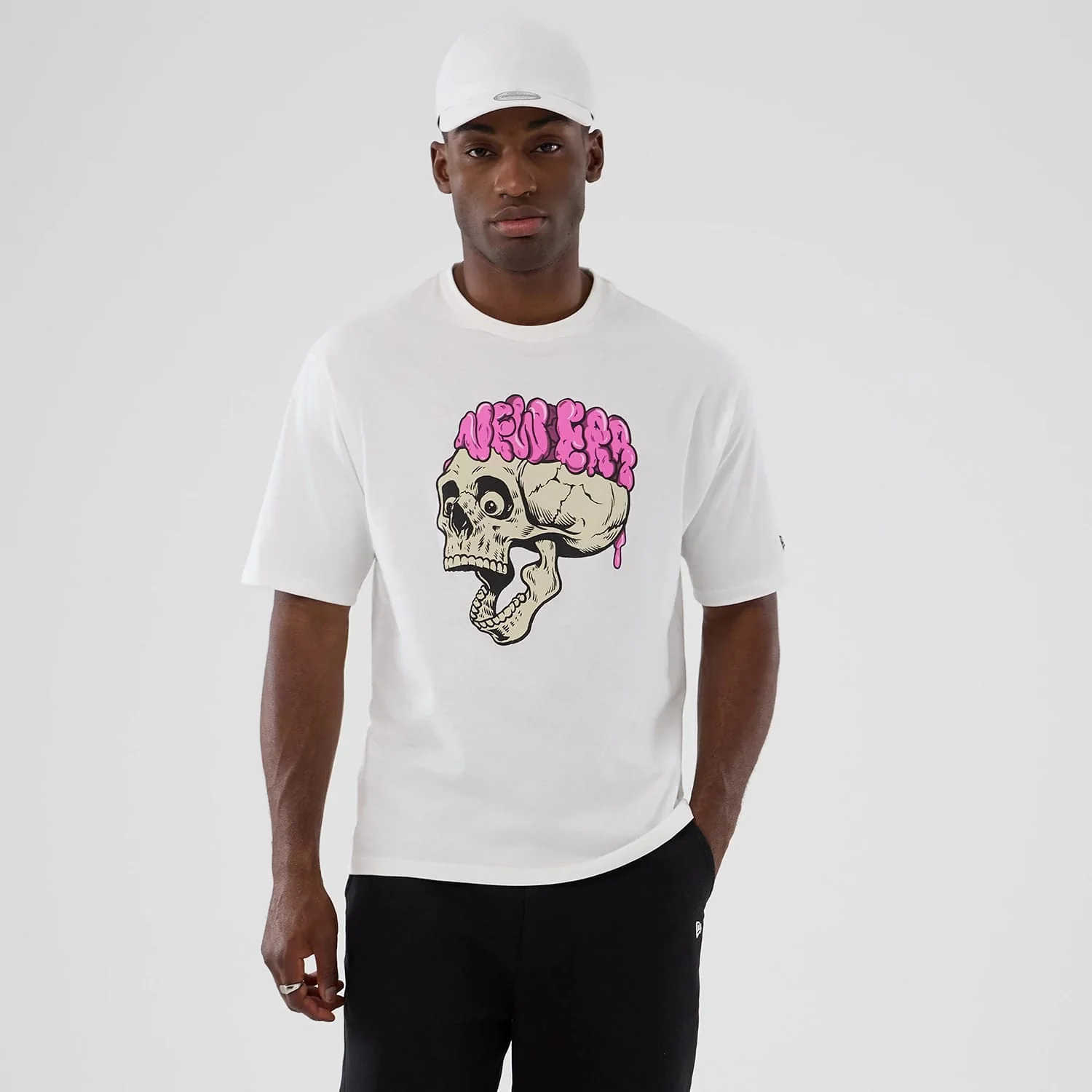 New Era Halloween Skull Graphic White Oversized T-Shirt