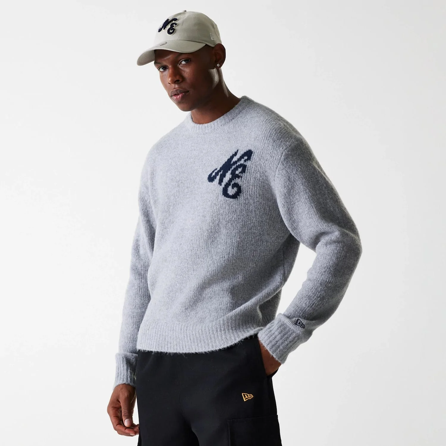 New Era Knit Grey Oversized Knit Sweater - Image 3