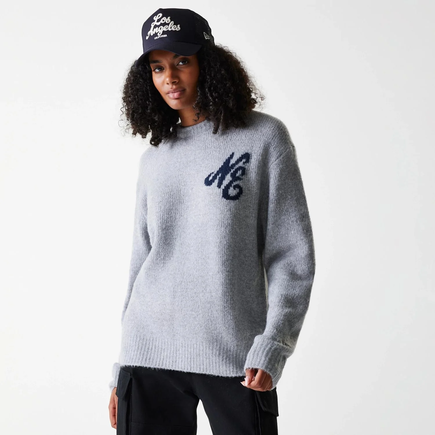 New Era Knit Grey Oversized Knit Sweater - Image 4
