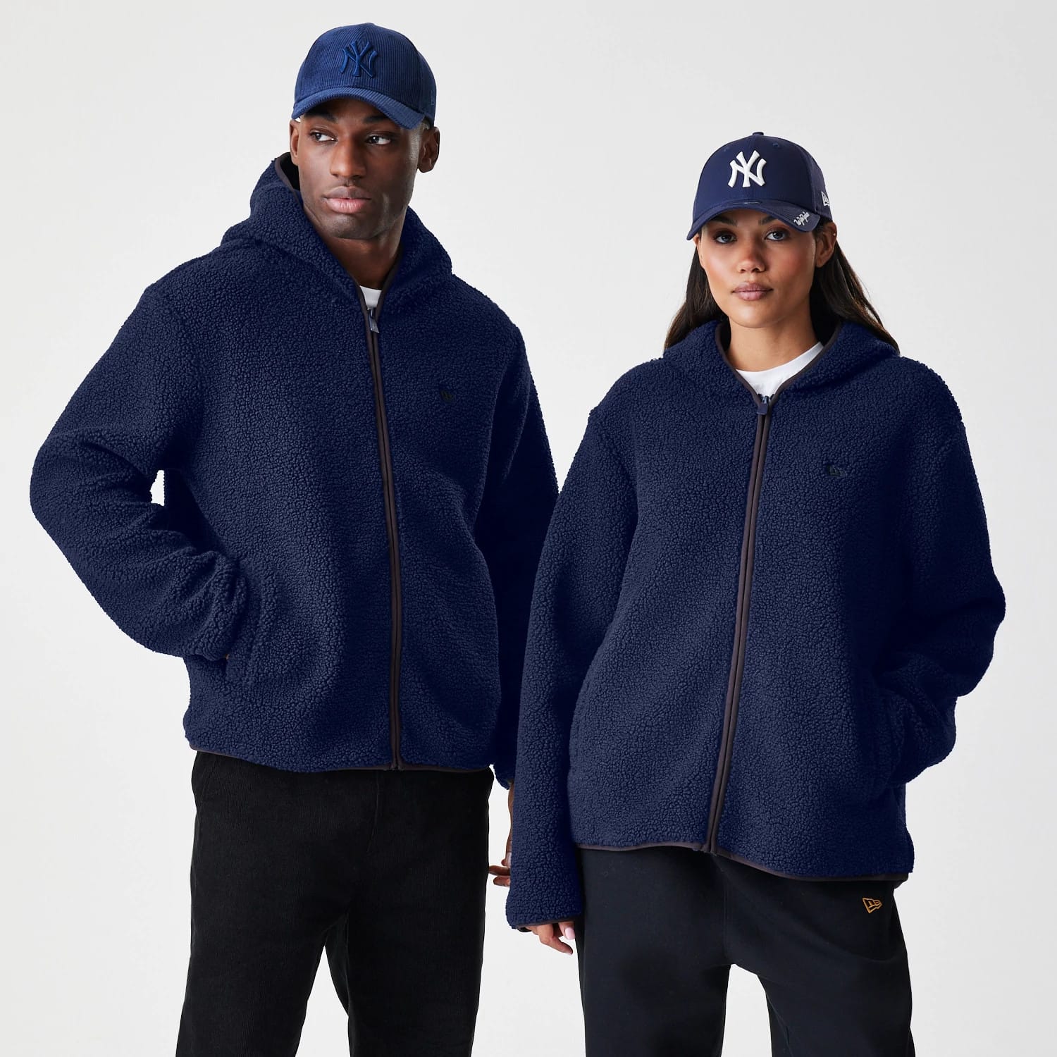 New Era Navy Hooded Sherpa Jacket