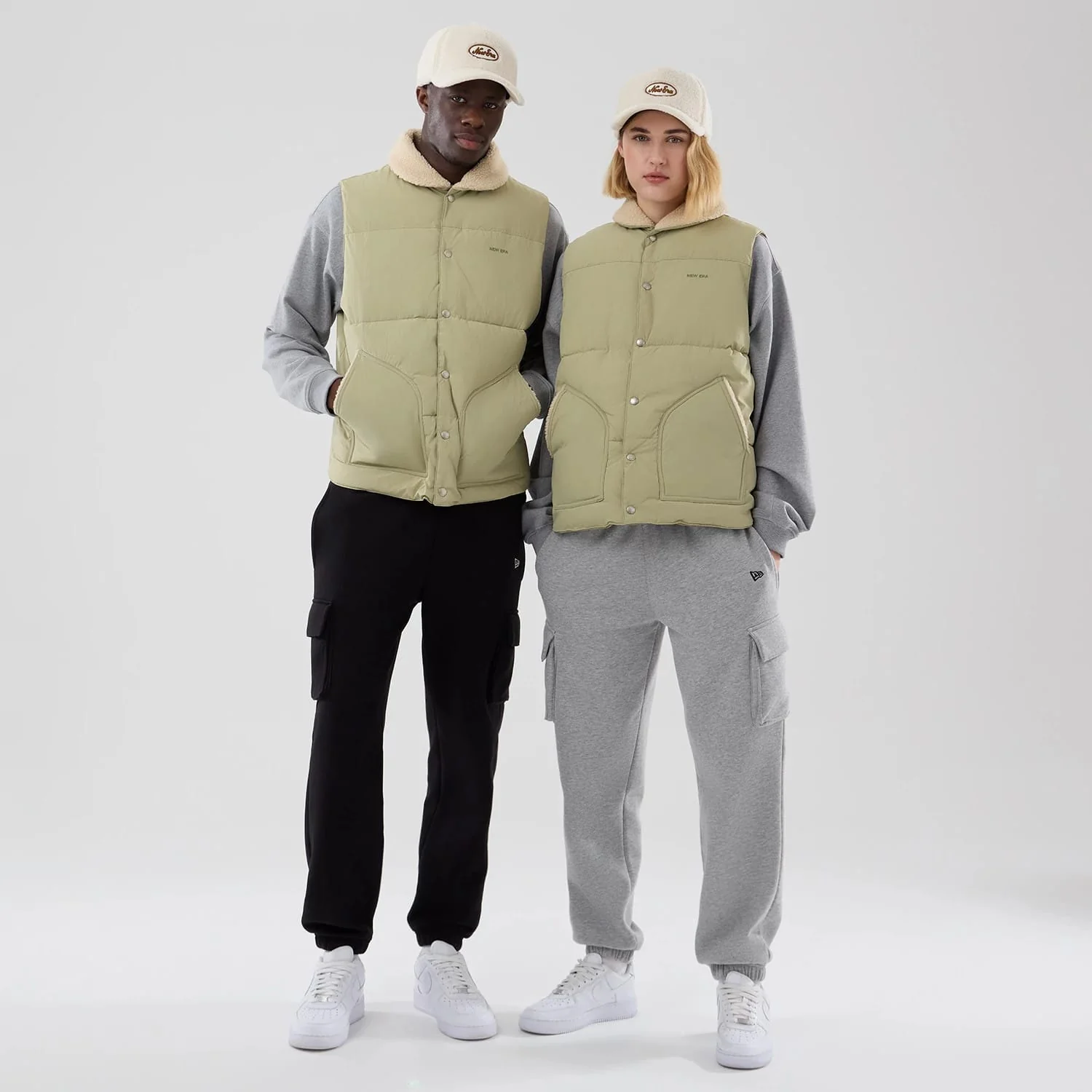 New Era Organic Boa Neck Khaki Gilet