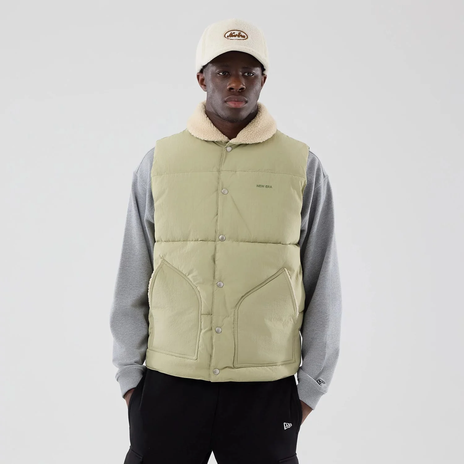 New Era Organic Boa Neck Khaki Gilet - Image 3