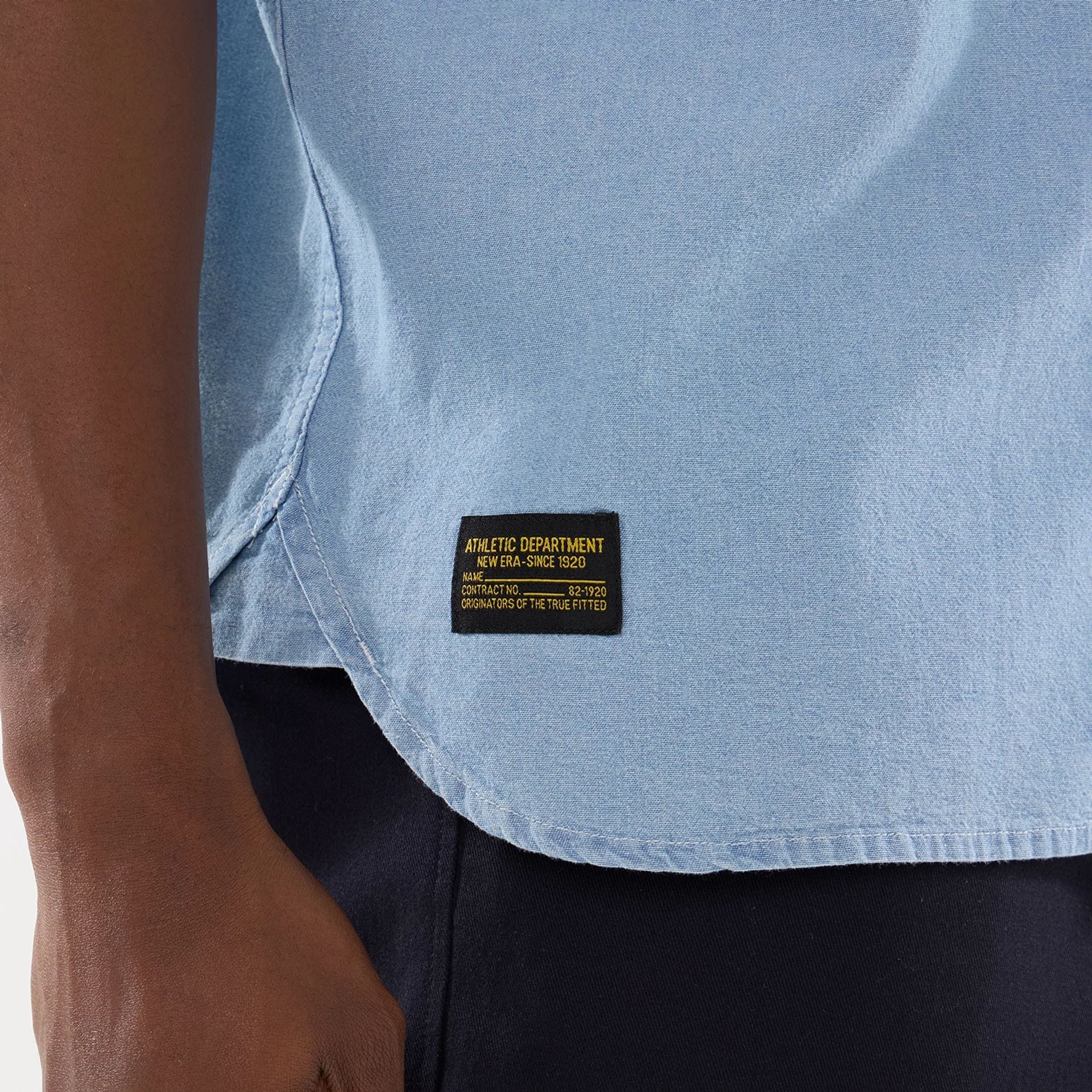 New Era Originators Chambray Bright Blue Short Sleeve Shirt - Image 6