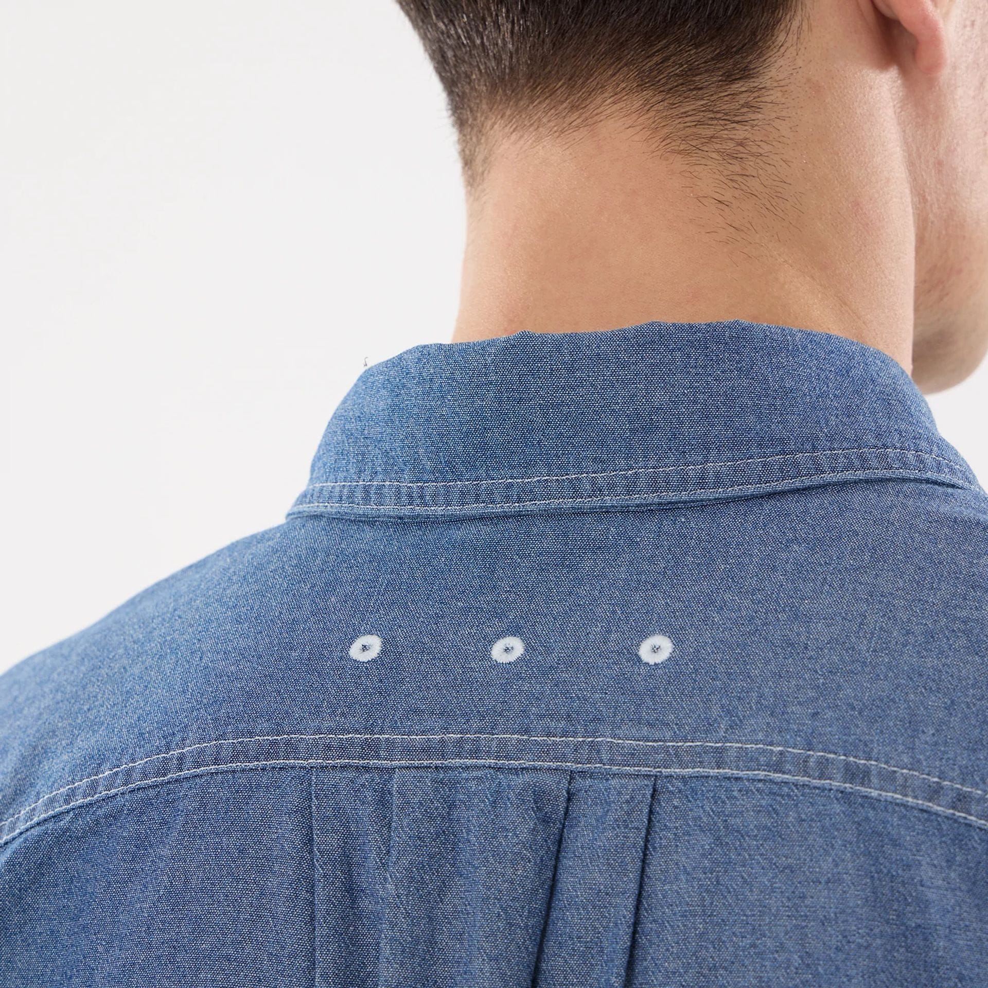 New Era Originators Chambray Dark Blue Short Sleeve Shirt - Image 7