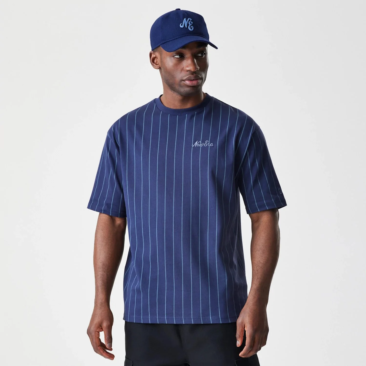 New Era Pinstripe Navy Oversized T-Shirt