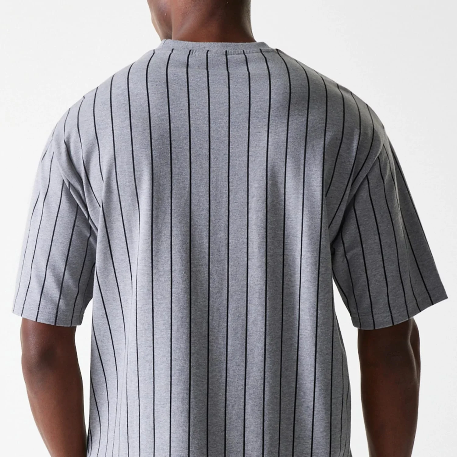New Era Pinstripe Pastel Grey Oversized T-Shirt - Image 6