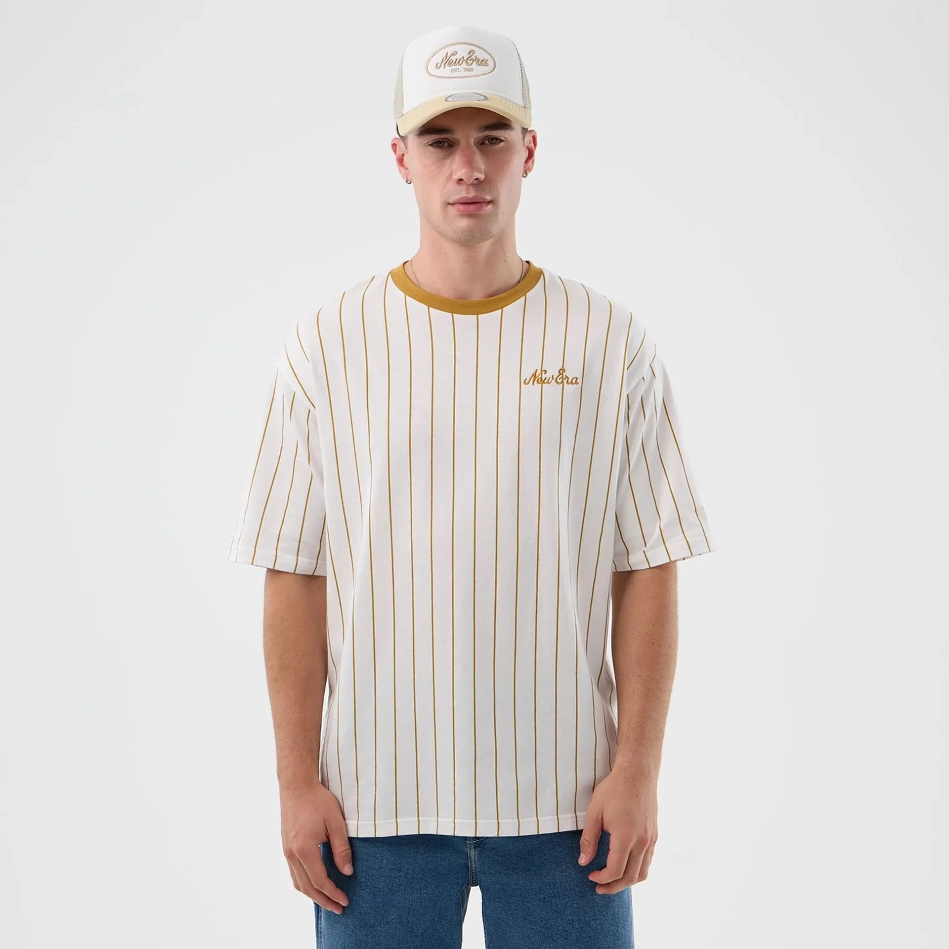 New Era Pinstripe White Oversized T-Shirt