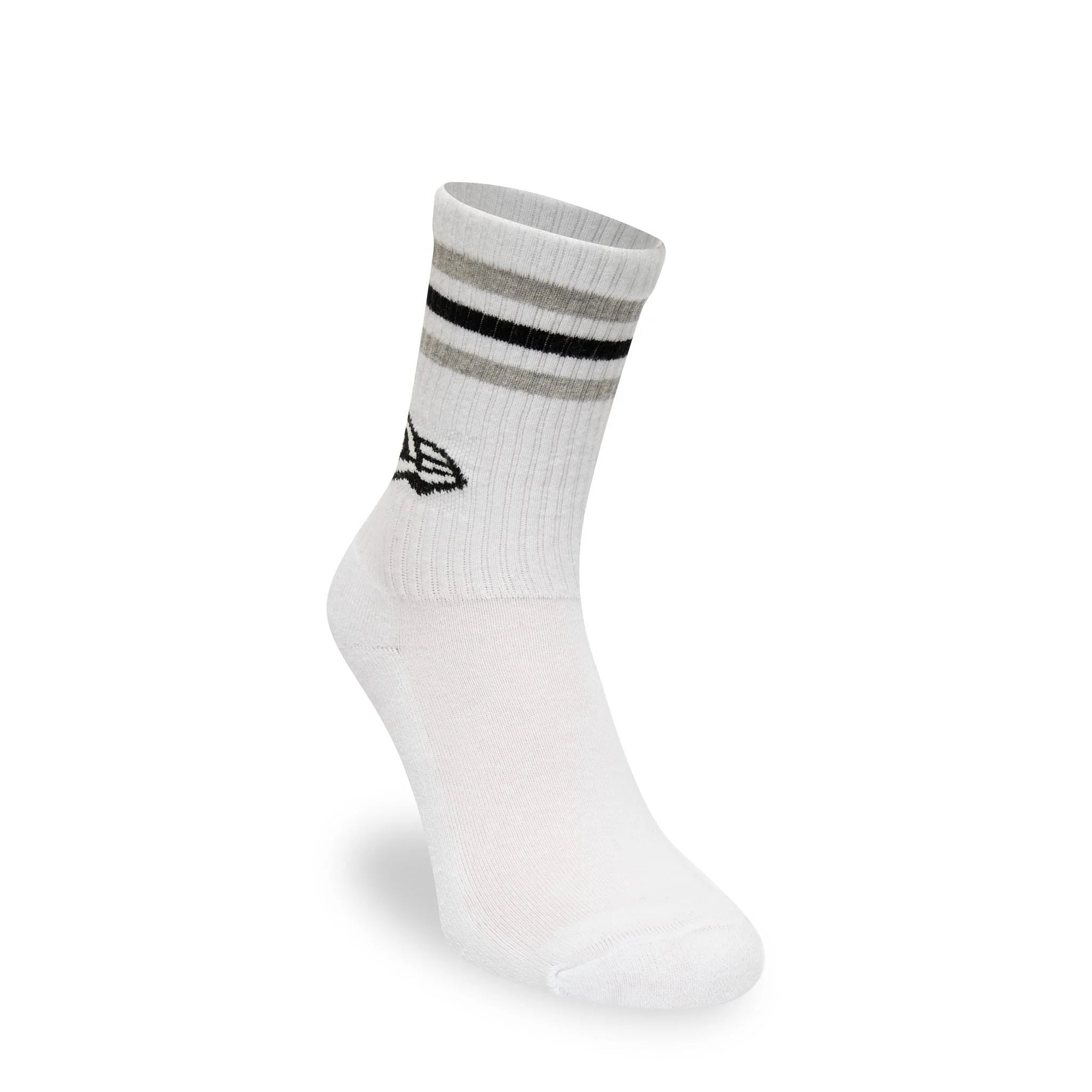 New Era Retro Stripe 3 Pack Crew Black, Grey and White Socks - Image 2