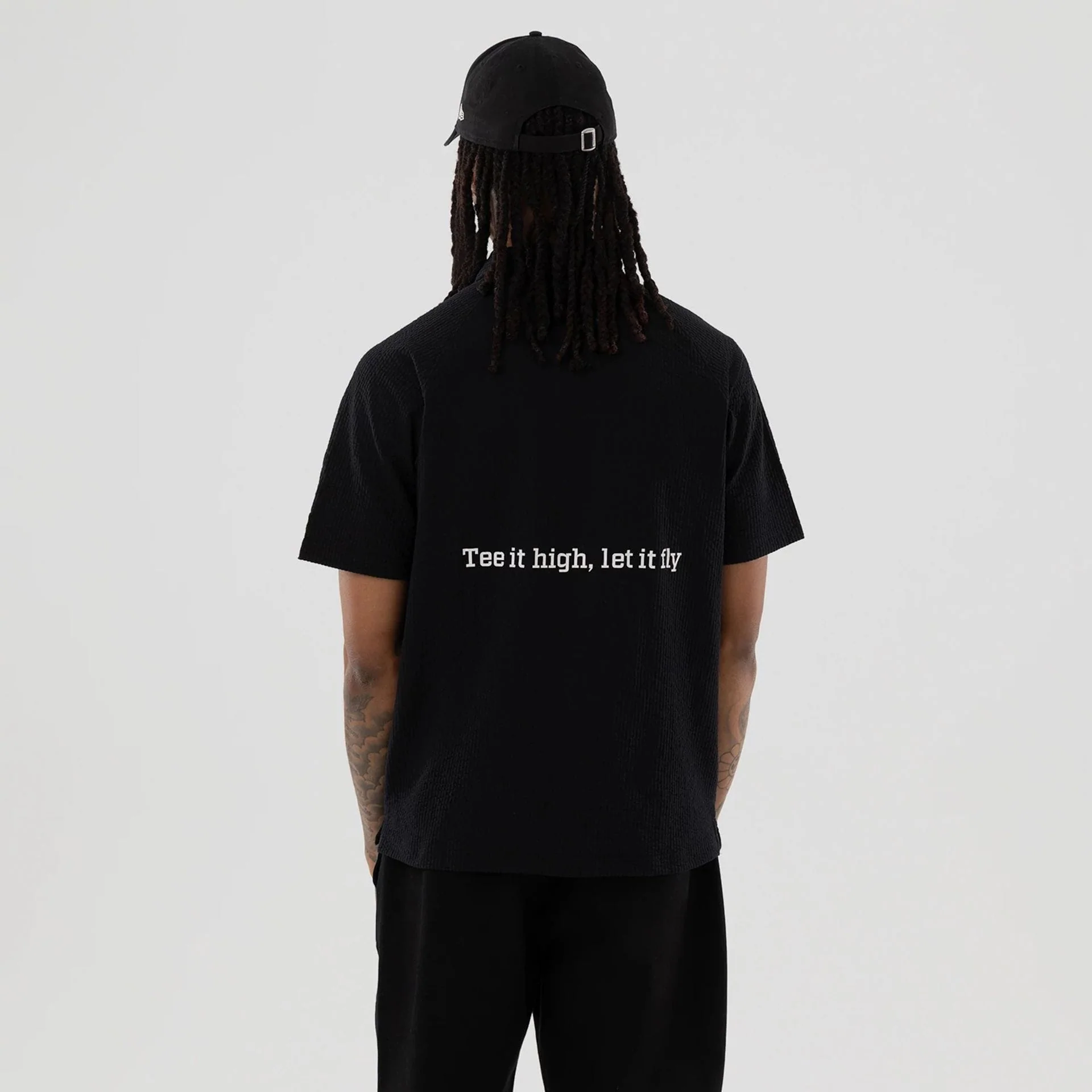 New Era Seersucker Black Polo T-Shirt - Image 2