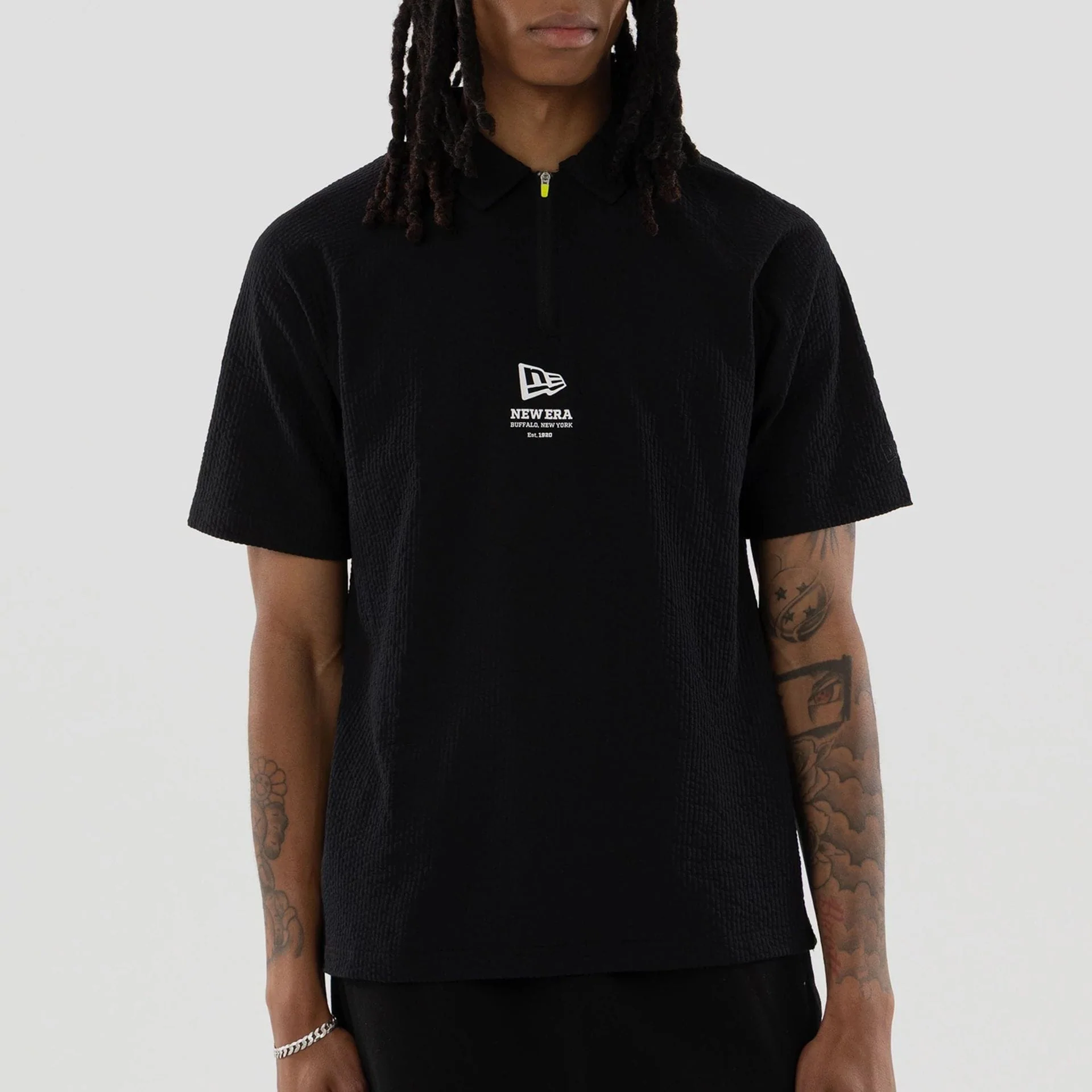 New Era Seersucker Black Polo T-Shirt - Image 3
