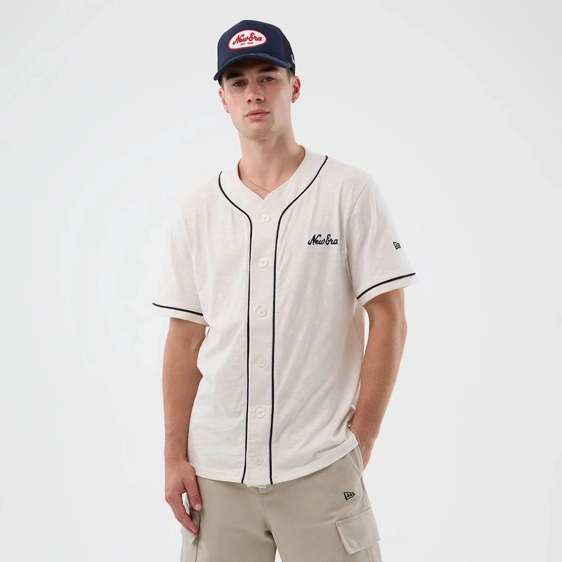 New Era Slub Open White Baseball Jersey