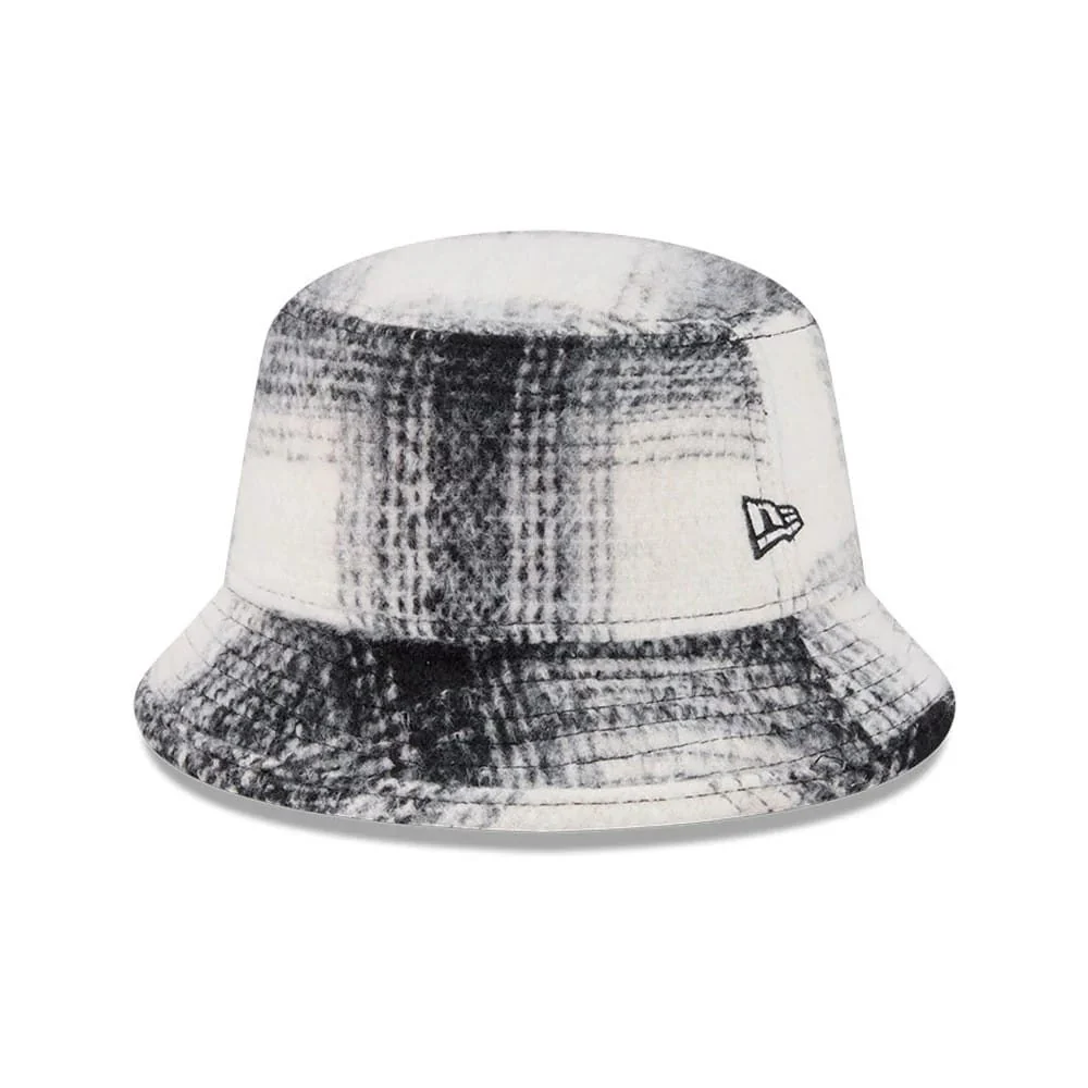 New Era White & Black Plaid Bucket Hat