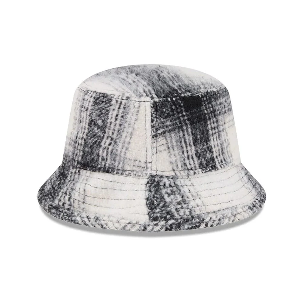 New Era White & Black Plaid Bucket Hat - Image 4