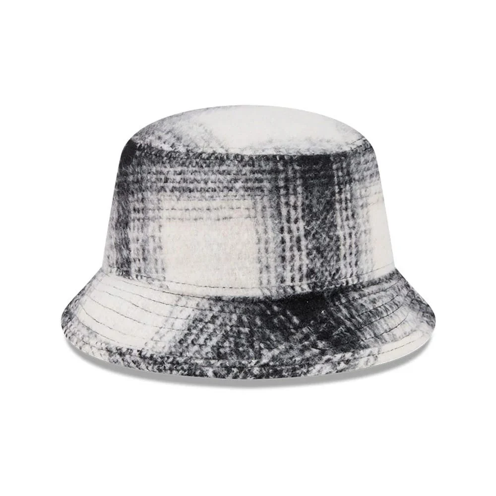 New Era White & Black Plaid Bucket Hat - Image 6