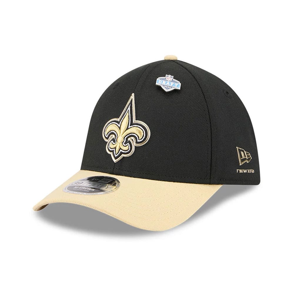 New Orleans Saints NFL Draft 2026 Black 39THIRTY M-Crown Stretch Fit Cap