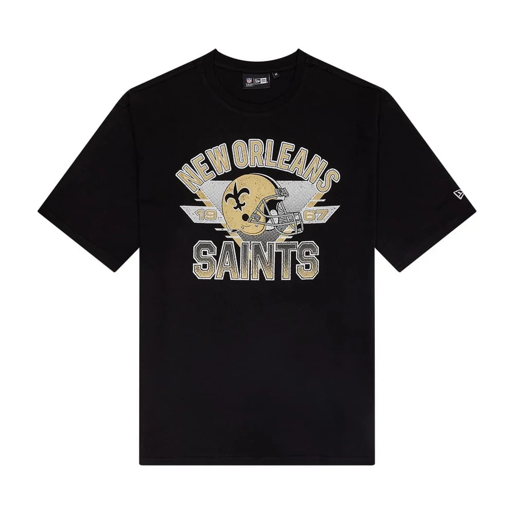 New Orleans Saints NFL Helmet Graphic Black T-Shirt