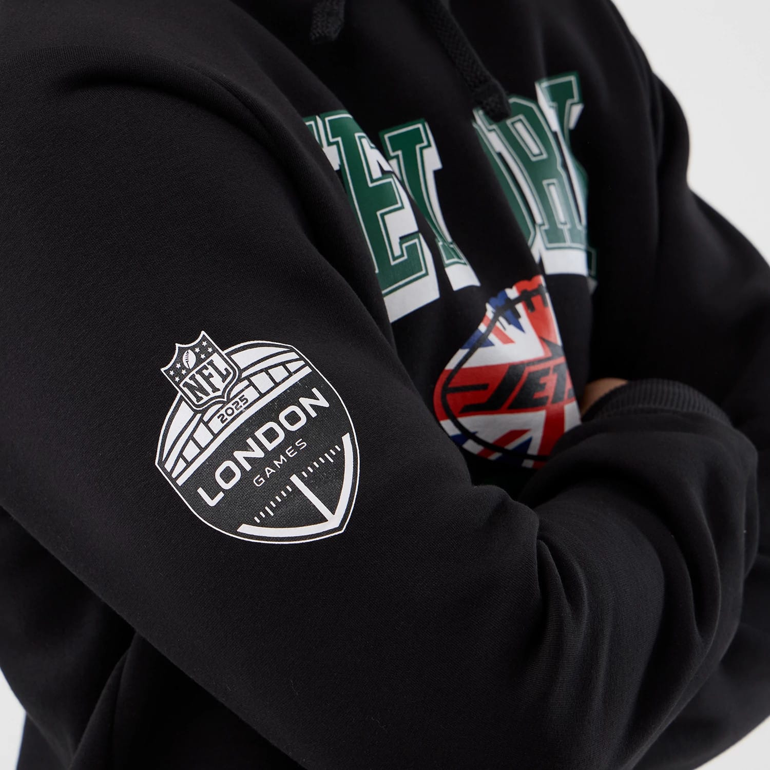 New York Jets NFL International Series Games Black Pullover Hoodie - Image 4