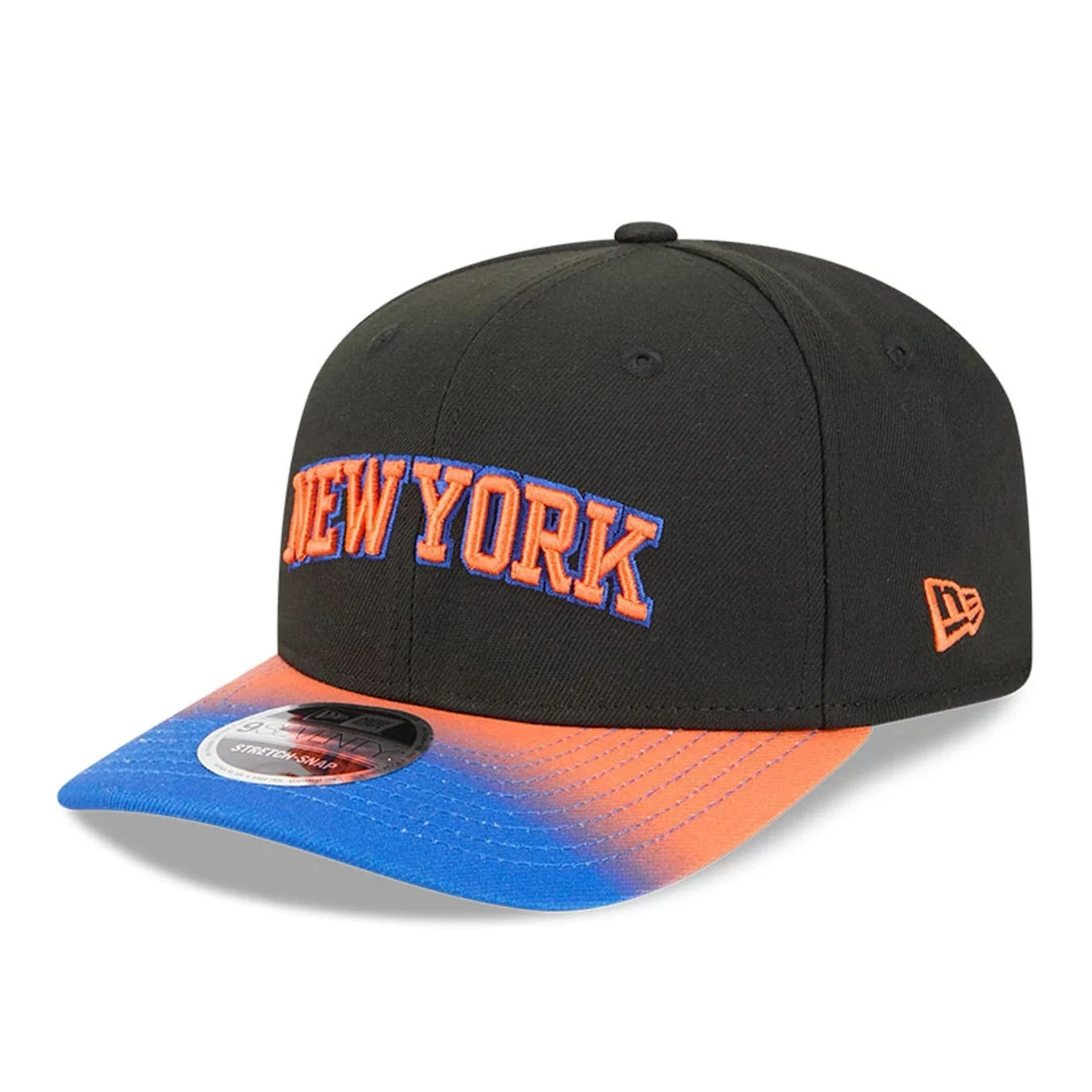 New York Knicks NBA Statement Black 9SEVENTY Stretch Snap Adjustable Cap - Image 4