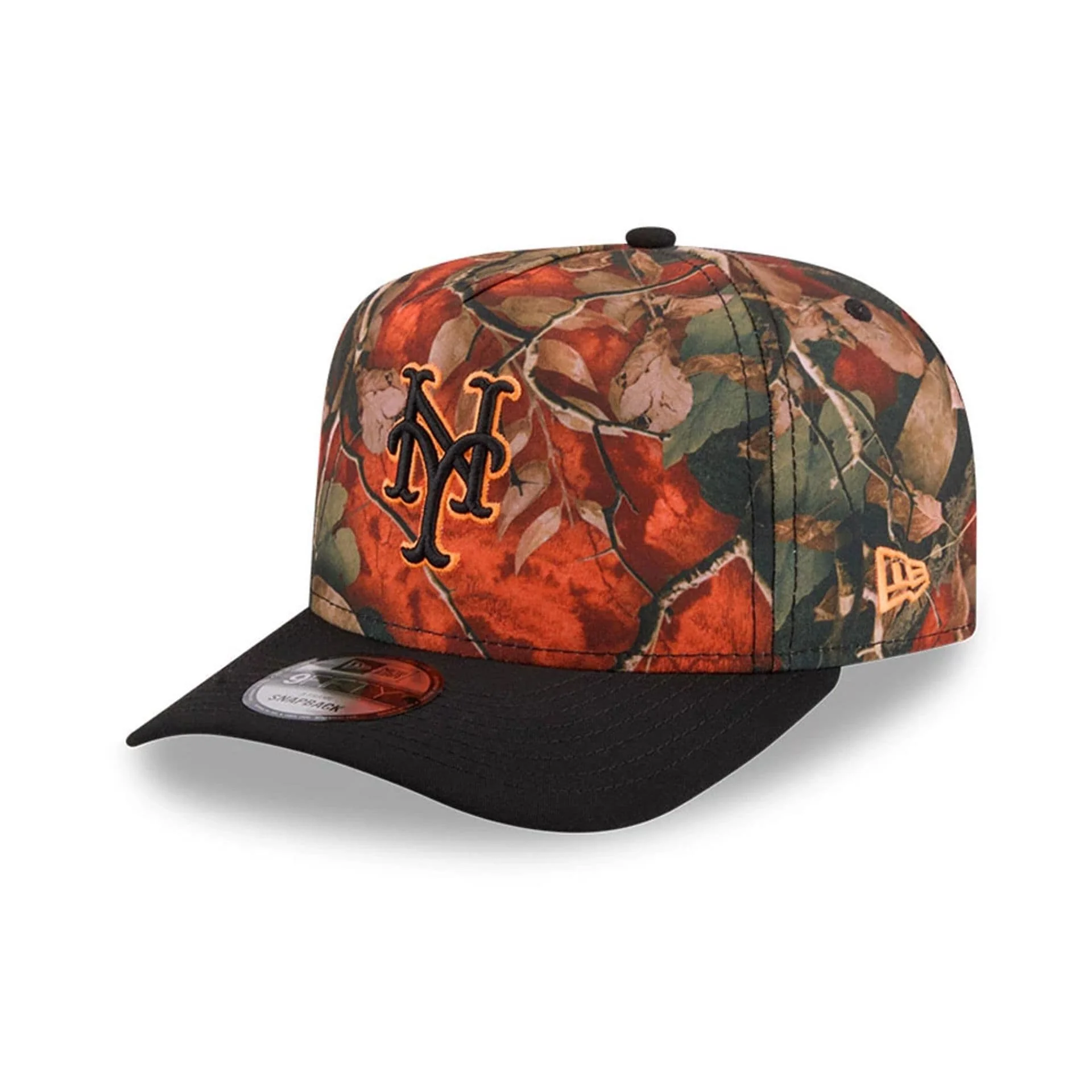 New York Mets MLB Leaves Bright Orange 9FIFTY A-Frame Snapback Cap - Image 4
