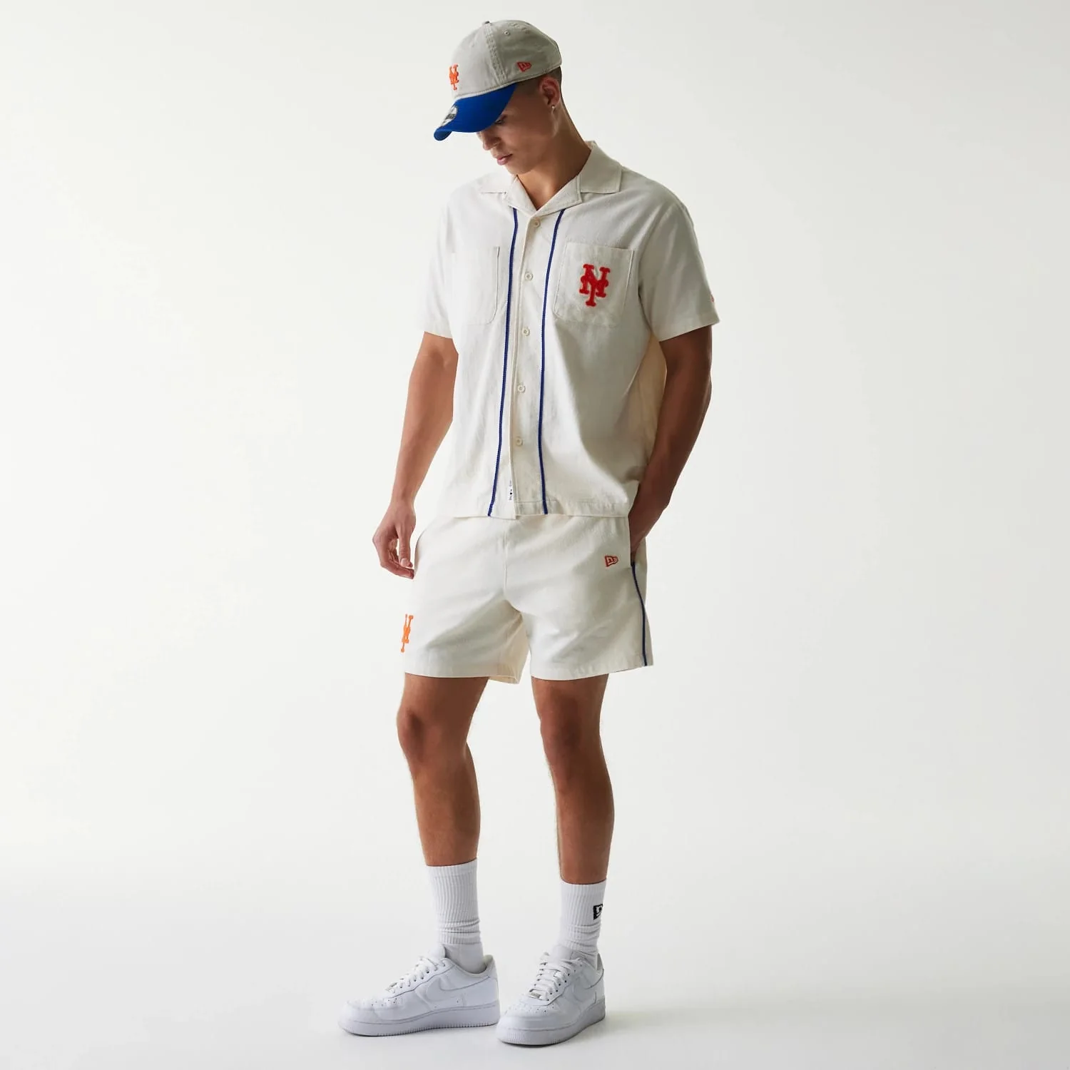 New York Mets MLB Piping Open Cream Shorts - Image 7