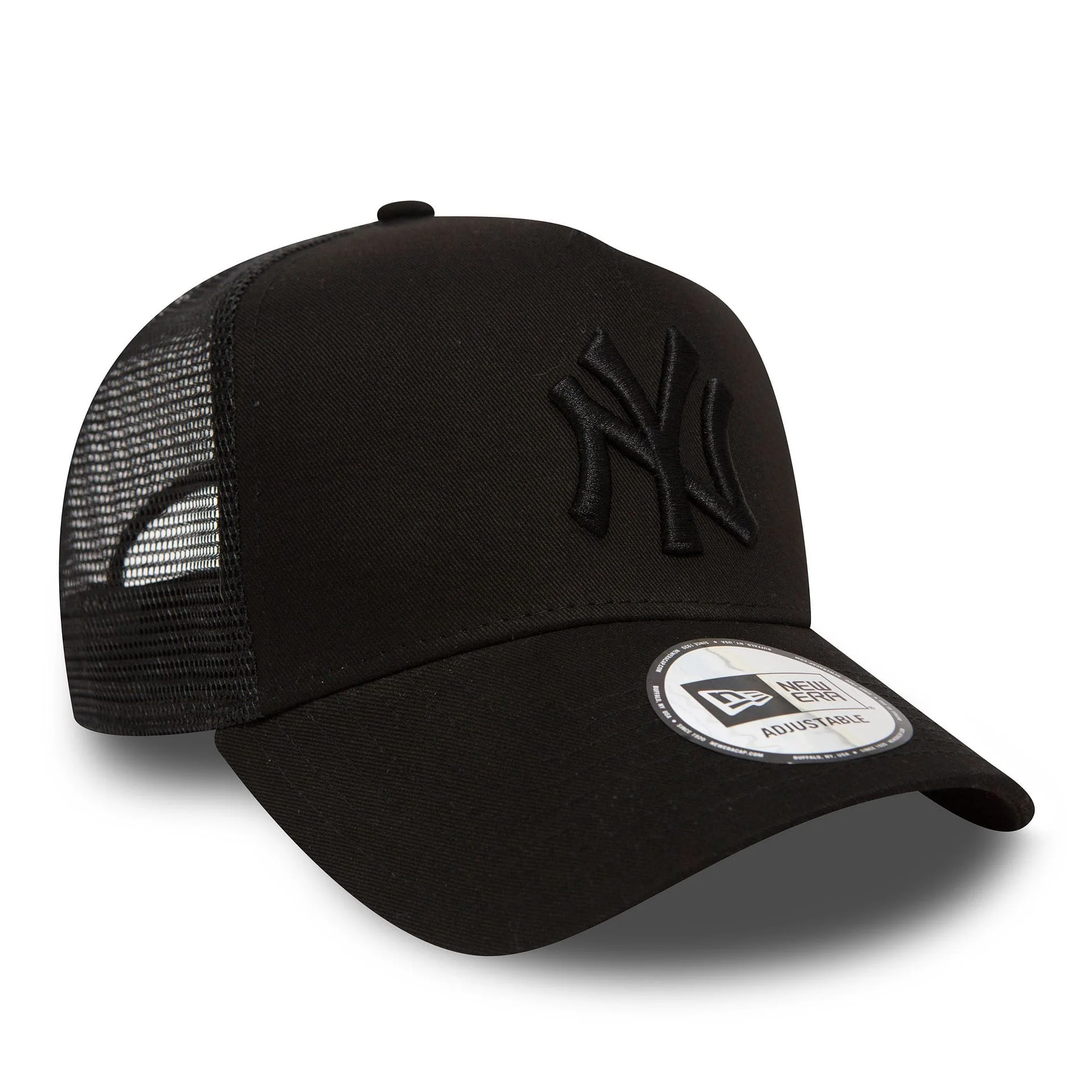 New York Yankees Clean Black On Black A-Frame Trucker Cap - Image 3
