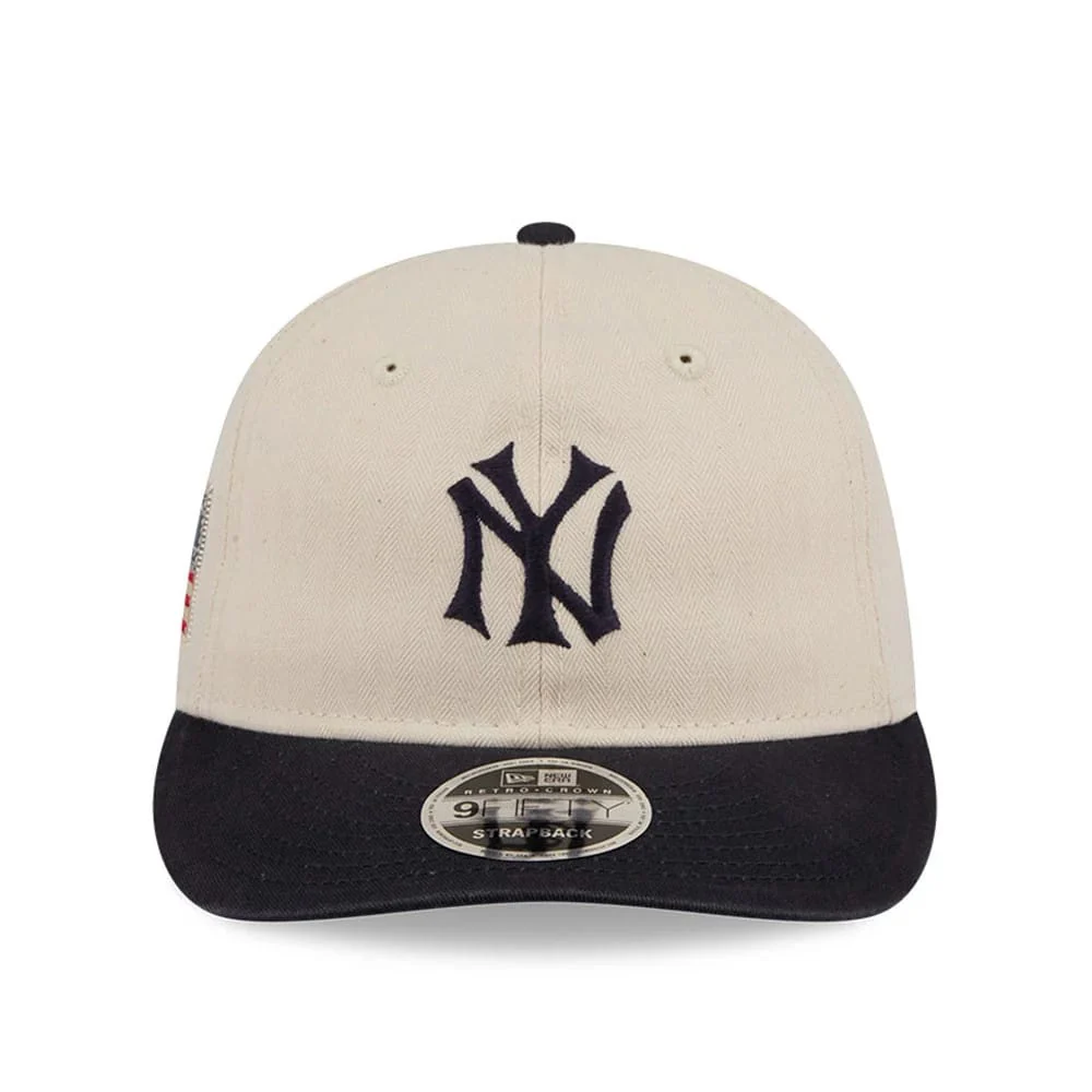 New York Yankees MLB Americana Herringbone White Retro Crown 9FIFTY Adjustable Cap - Image 4