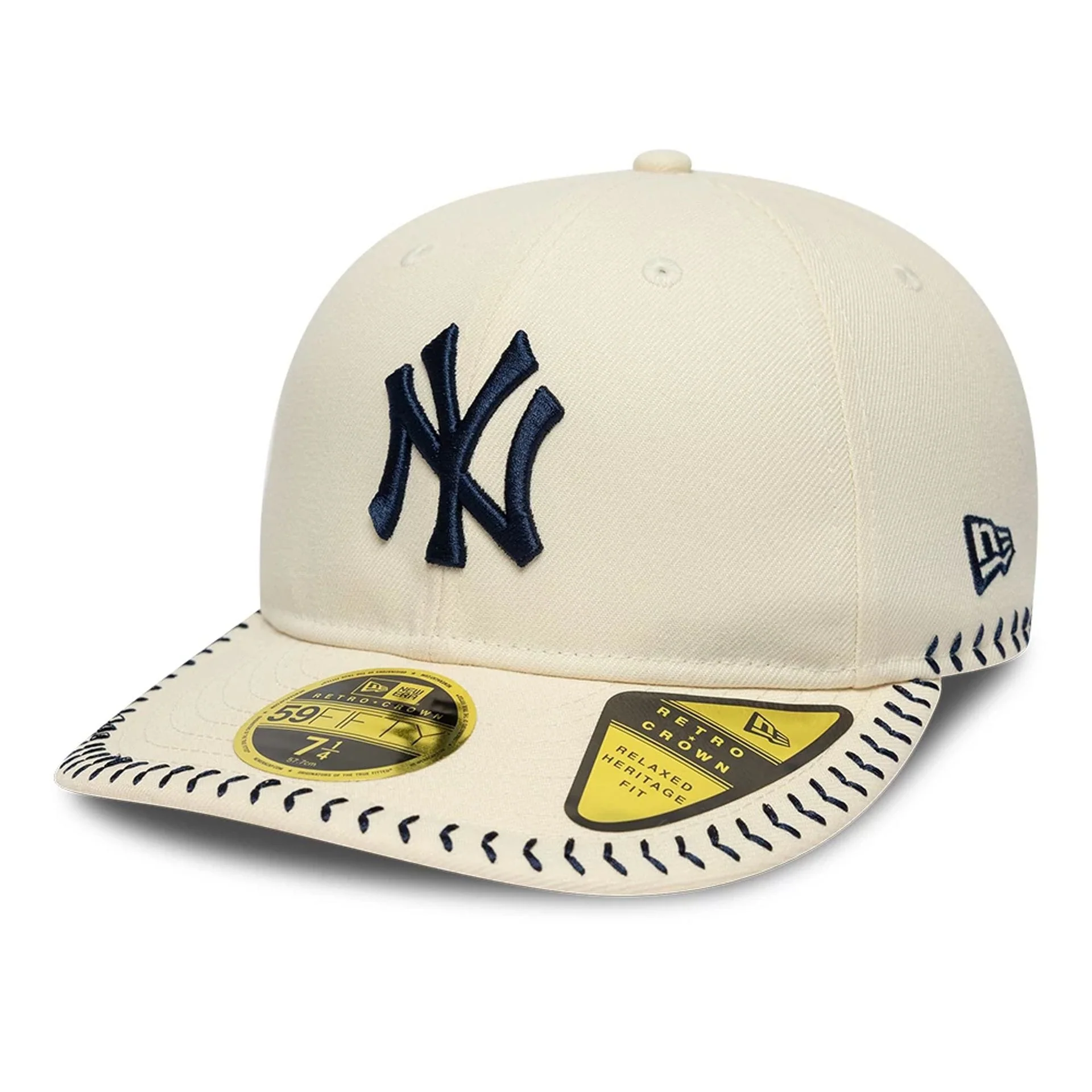 New York Yankees MLB Baseball Stitch Cream Retro Crown 59FIFTY Fitted Cap
