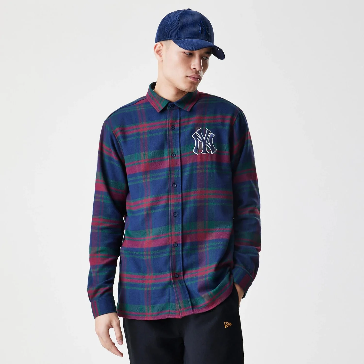 New York Yankees MLB Check Navy Long Sleeve Shirt
