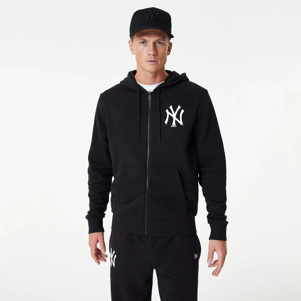 New York Yankees MLB Essential Black Full Zip Hoodie - Image 4