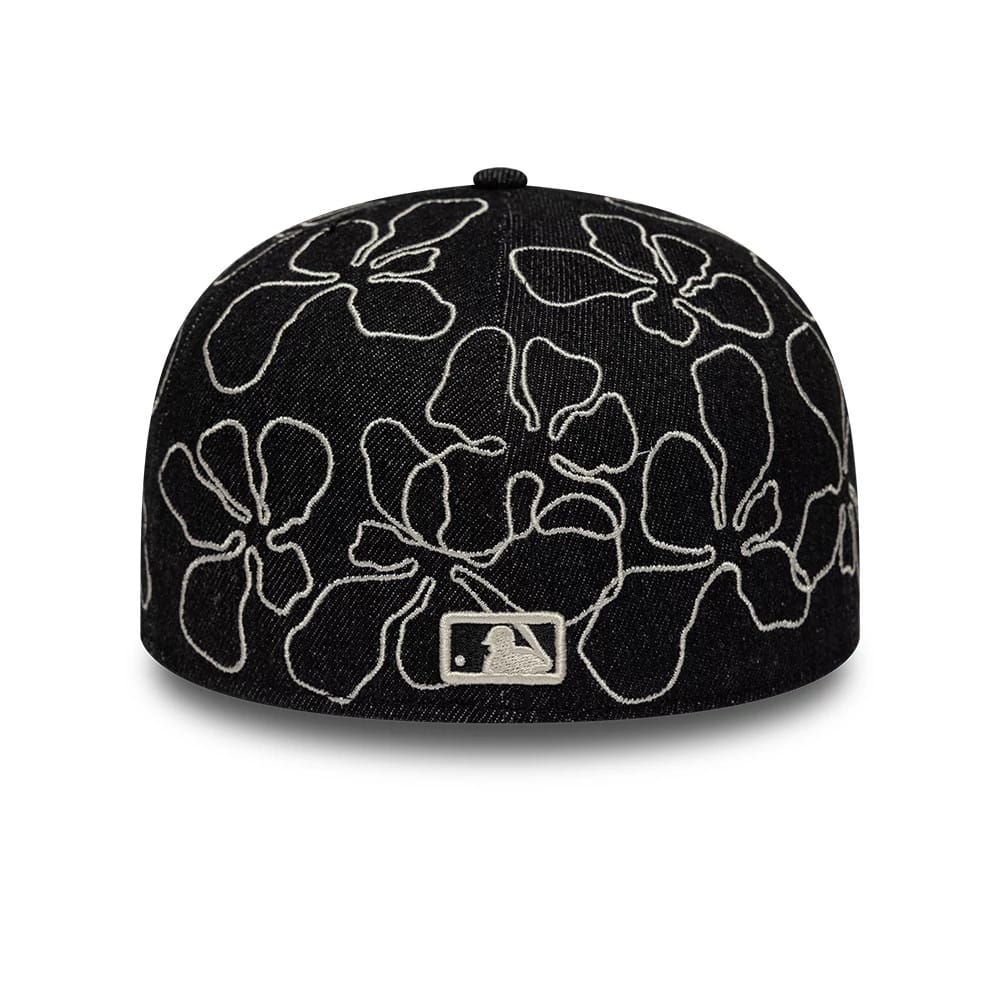 New York Yankees MLB Floral Denim Black 59FIFTY Fitted Cap - Image 4