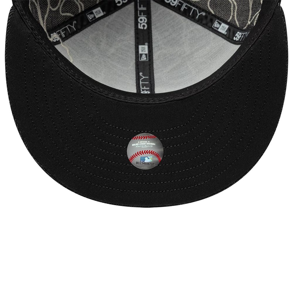 New York Yankees MLB Floral Denim Black 59FIFTY Fitted Cap - Image 5