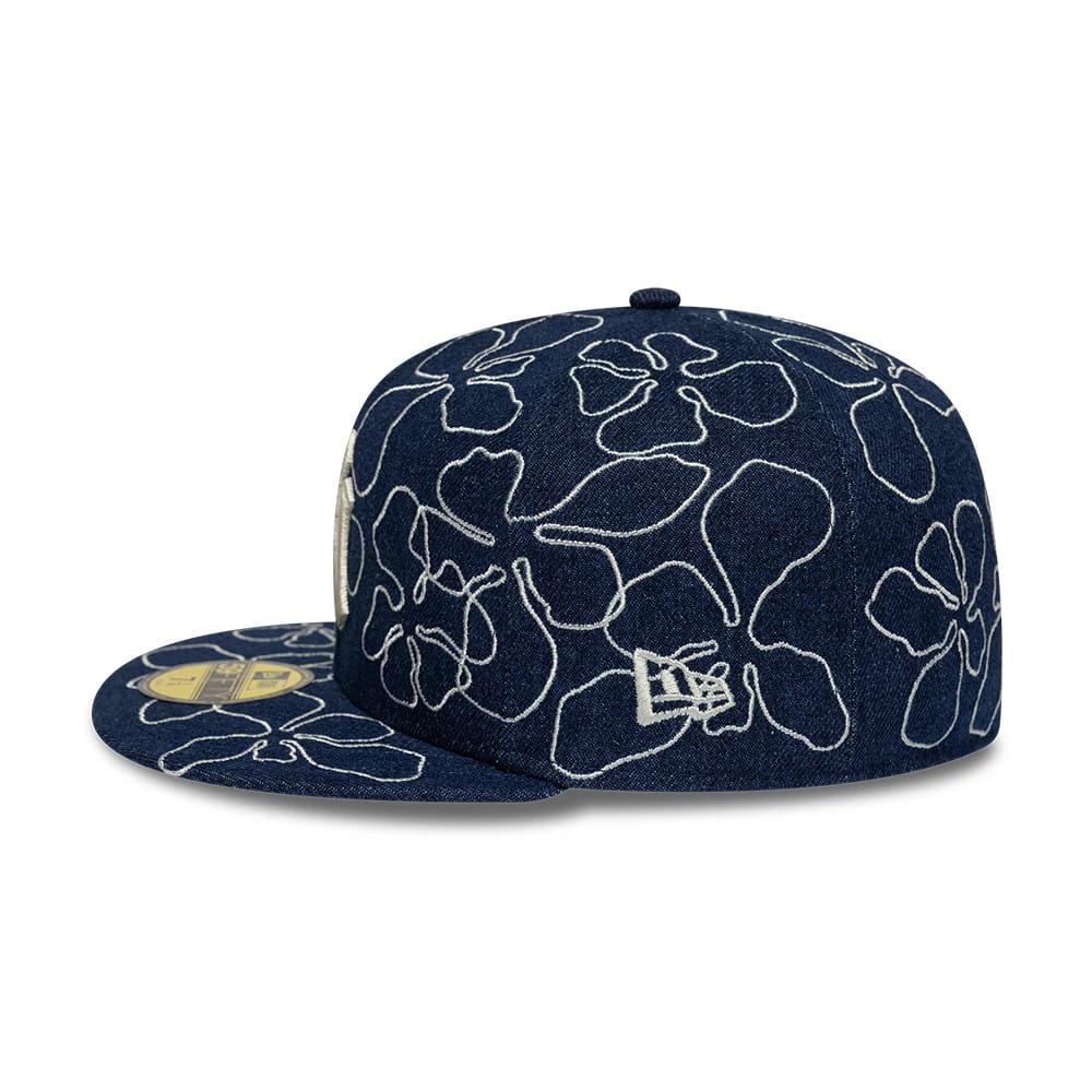 New York Yankees MLB Floral Denim Blue 59FIFTY Fitted Cap - Image 5